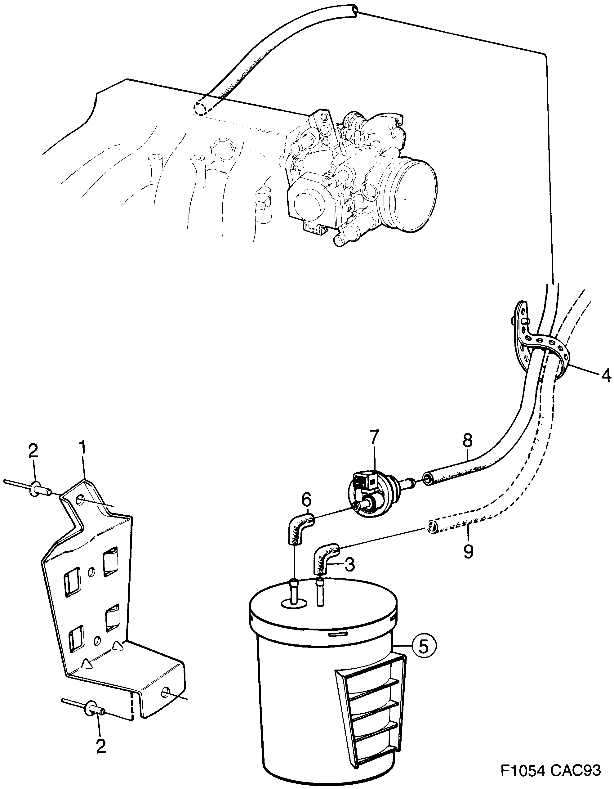 Schéma technique Saab 9000 1990 - Section 1010 : Fuel system