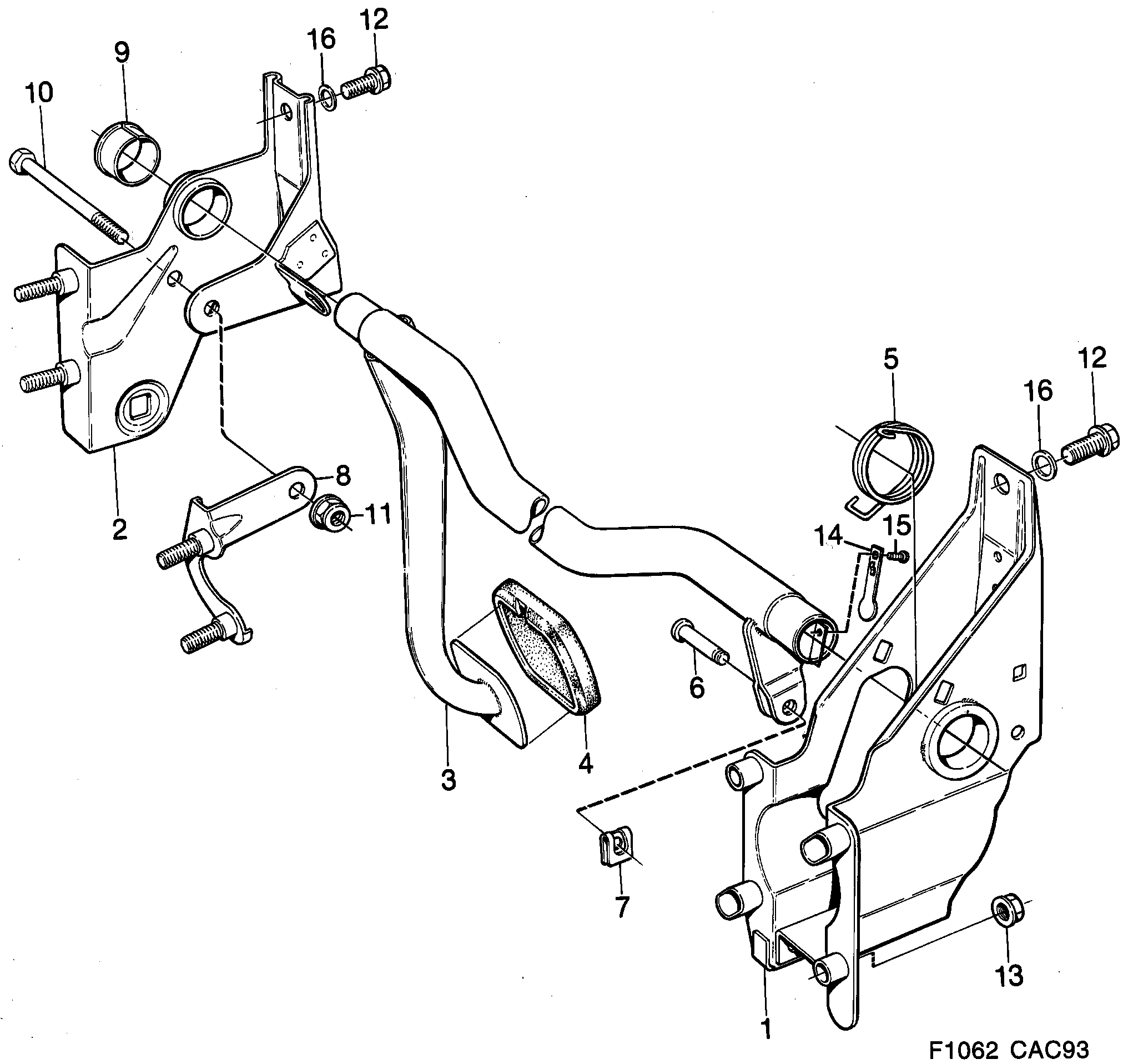 Schéma technique Saab 9000 1992 - Section 380 : Circuit de frein au pied