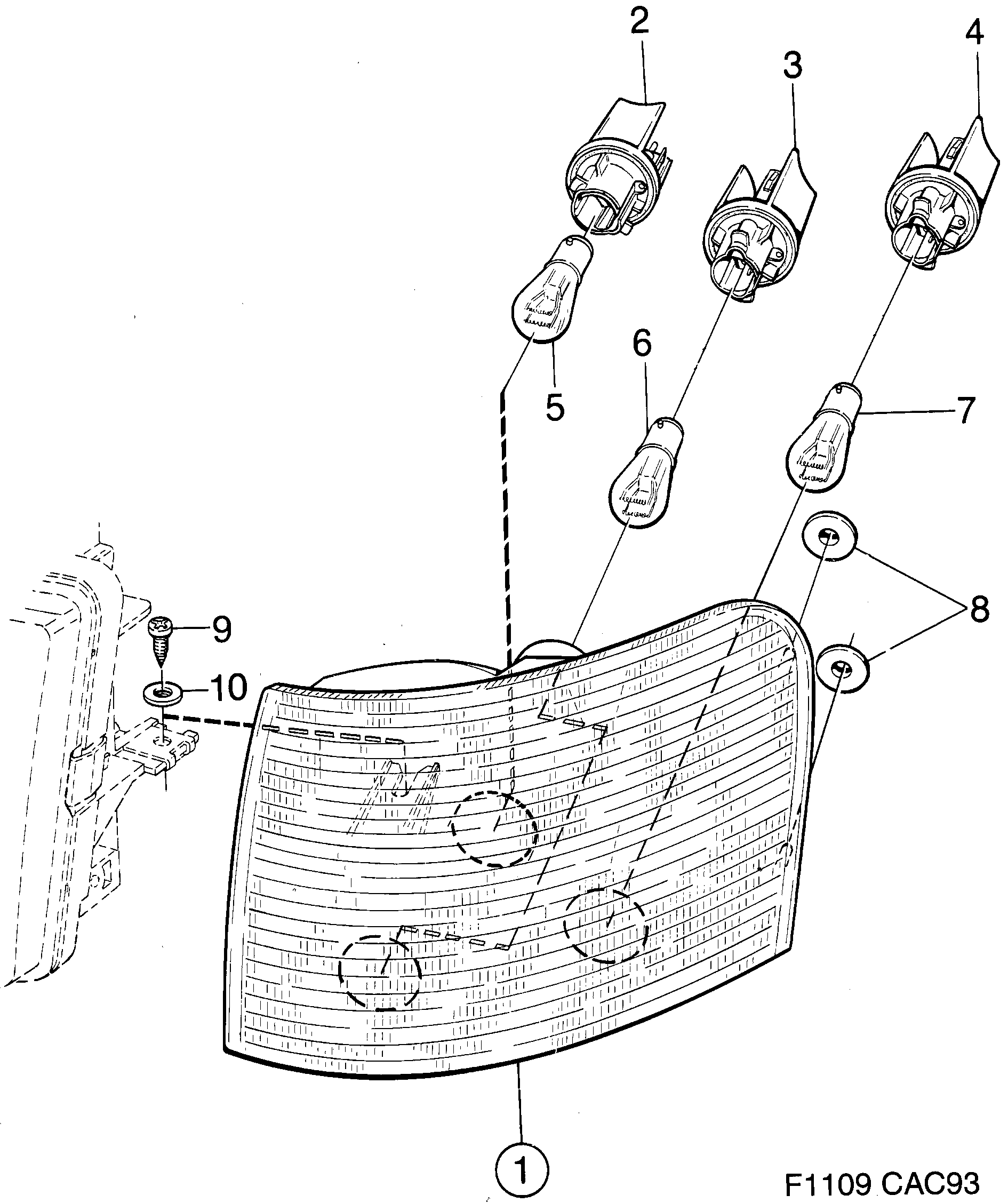 Schéma technique Saab 9000 1993 - Section 710 : Eclairage