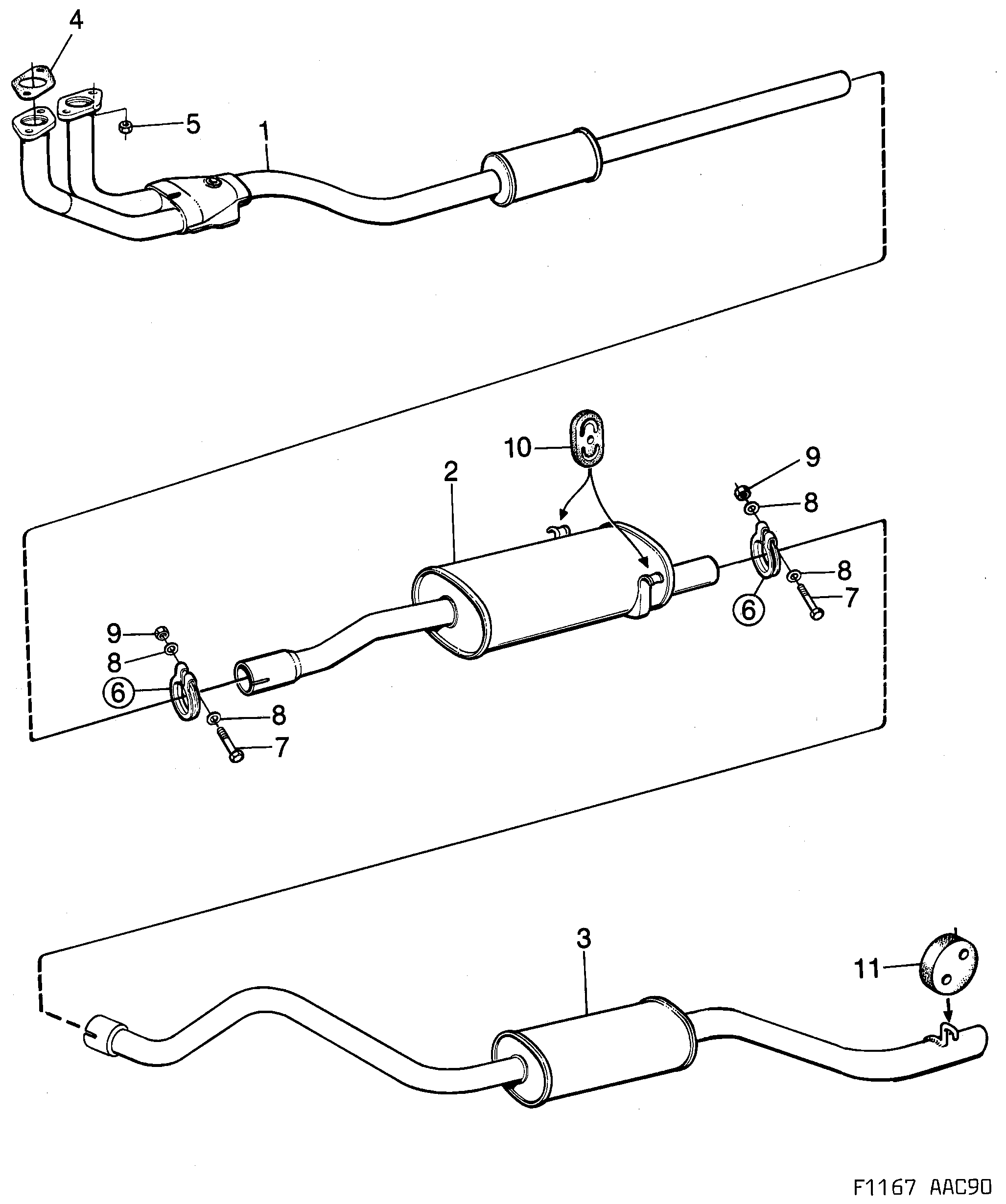 Schéma technique Saab 900 1990 - Section 1550 : Intake and exhaust system