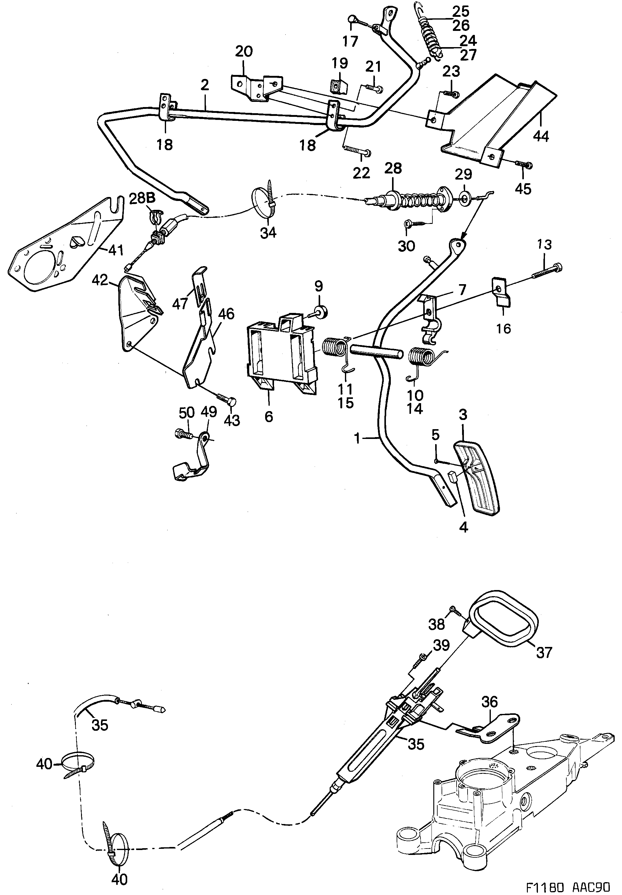 Schéma technique Saab 900 1992 - Section 2000 : Commandes du moteur