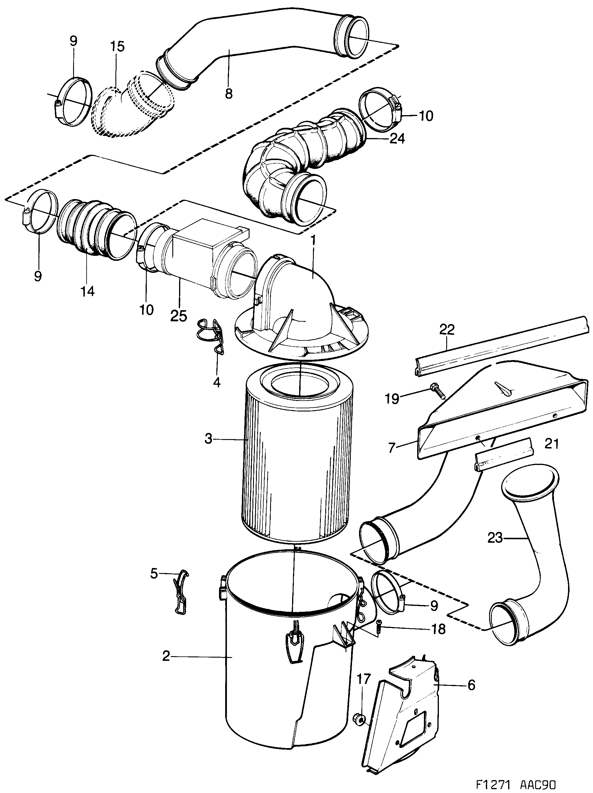 Schéma technique Saab 900 1990 - Section 620 : Fuel system