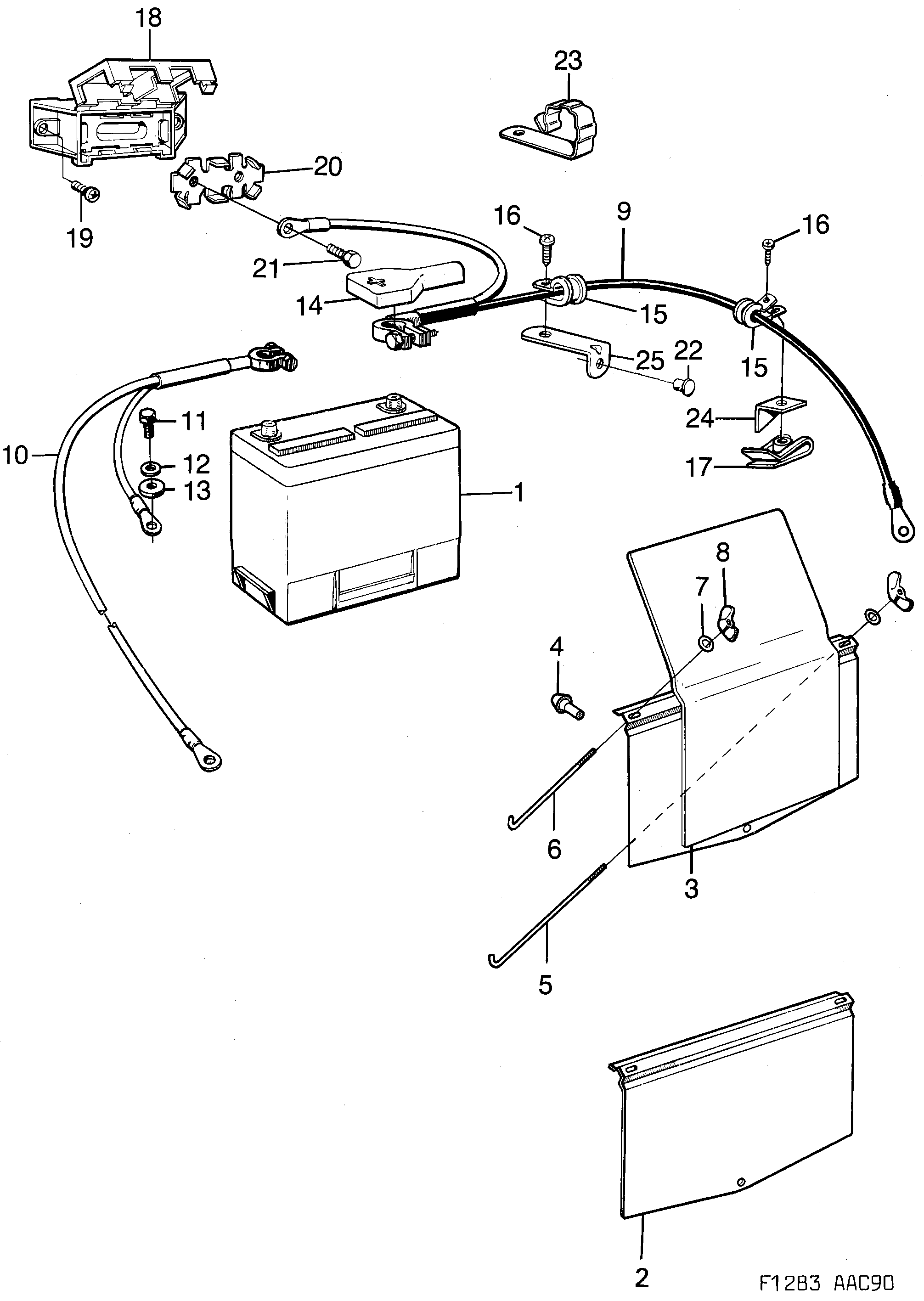 Schéma technique Saab 900 1993 - Section 110 : Batterie