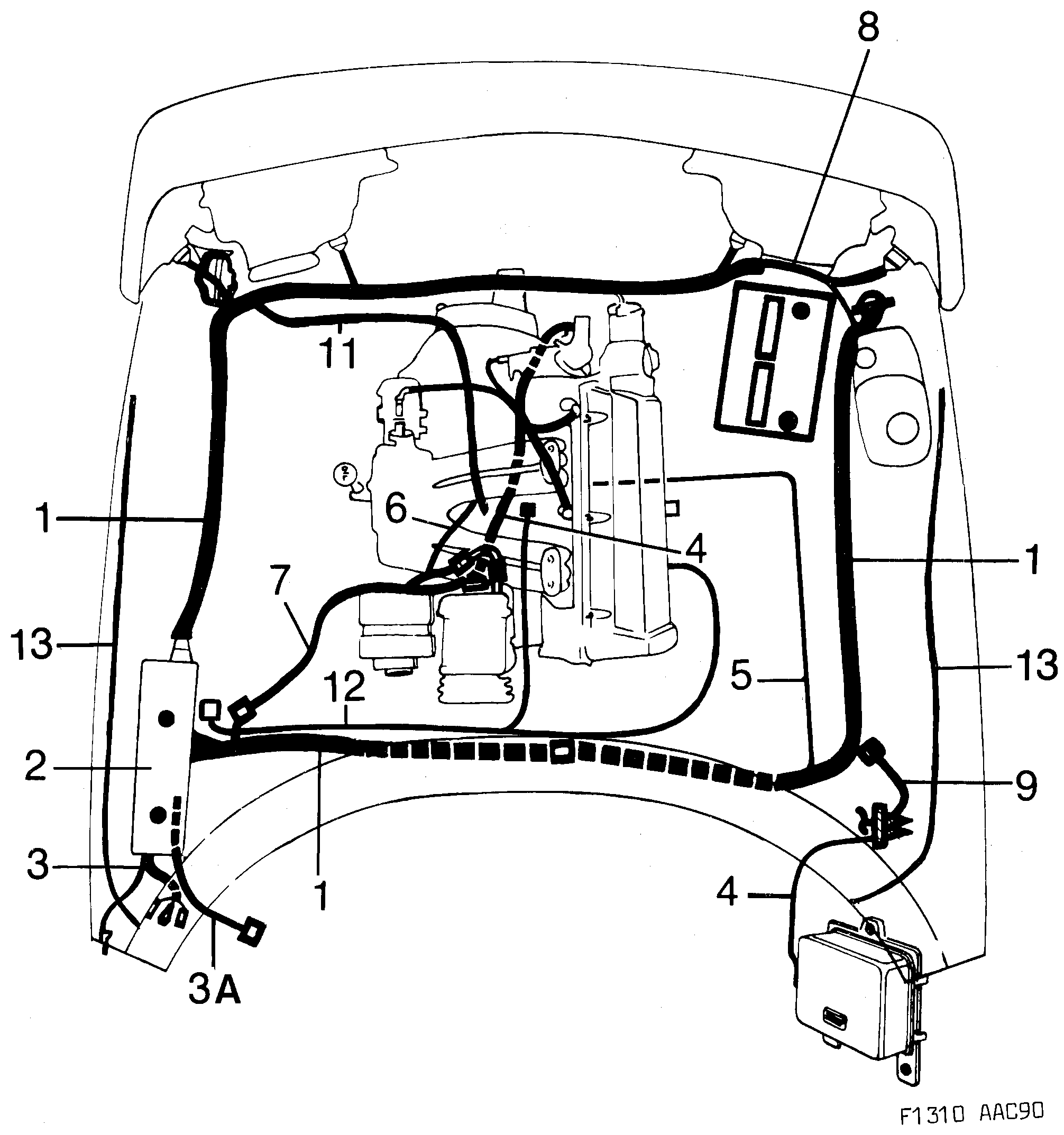 Schéma technique Saab 900 1990 - Section 950 : Wiring and fuses