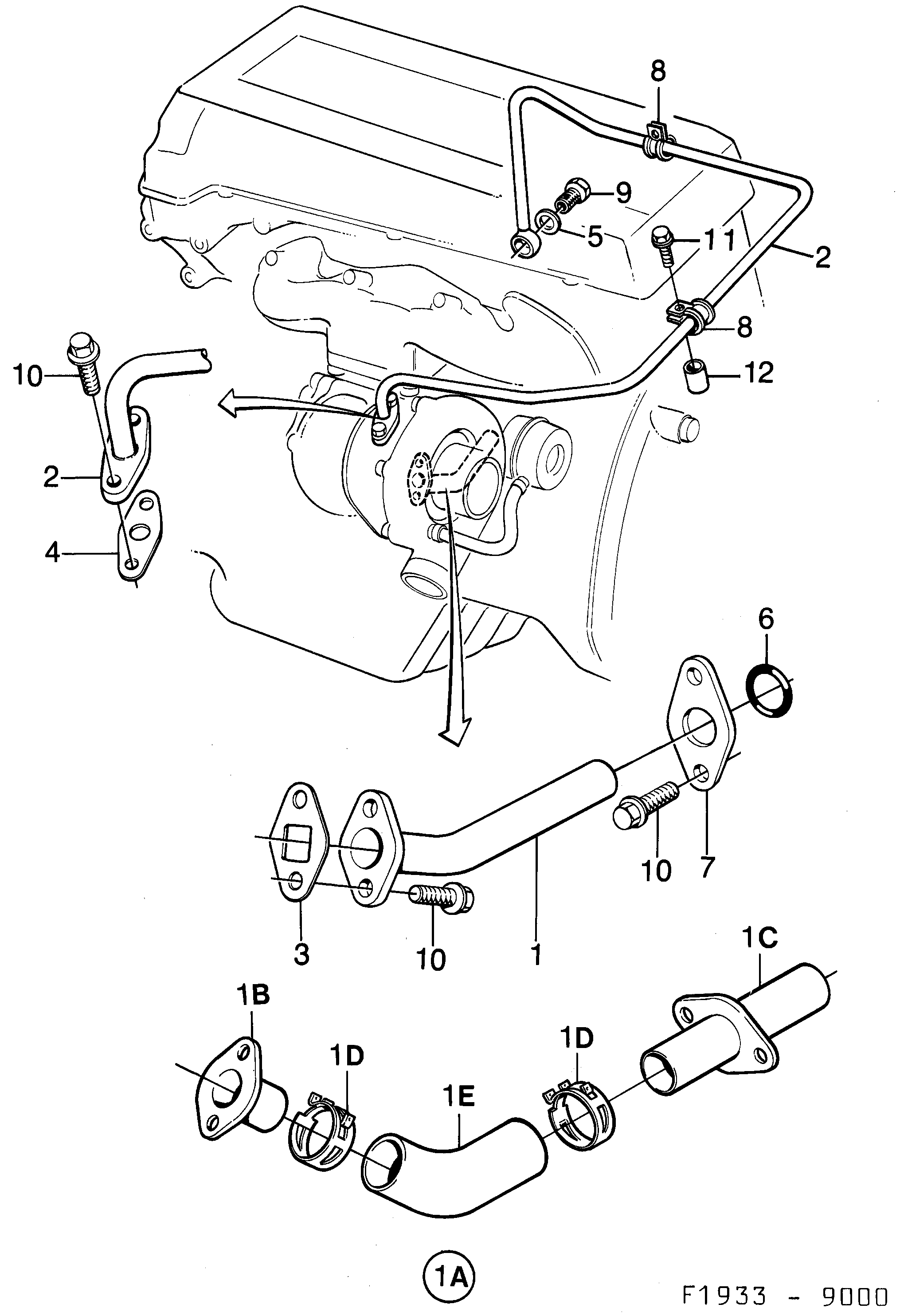 Schéma technique Saab 9000 1985 - Section 370 : Lubricating system