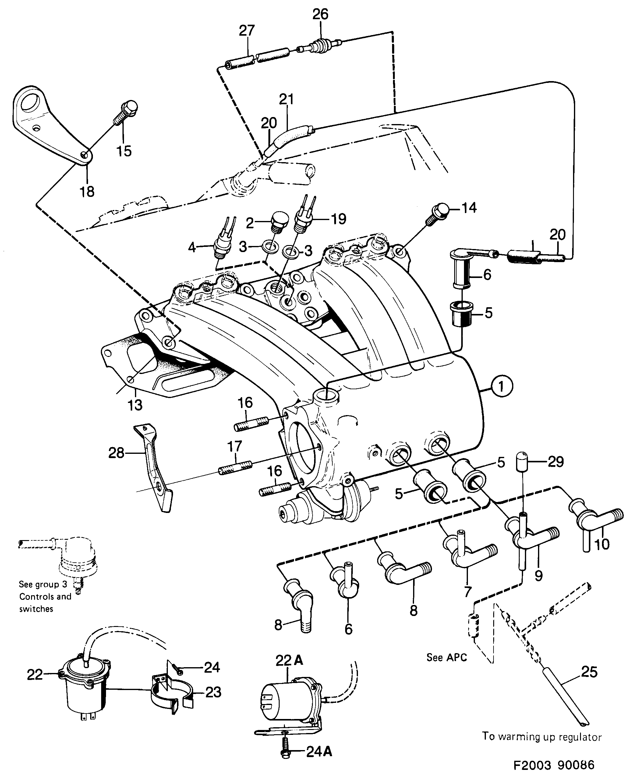 Schéma technique Saab 900 1986 - Section 1060 : Intake and exhaust system