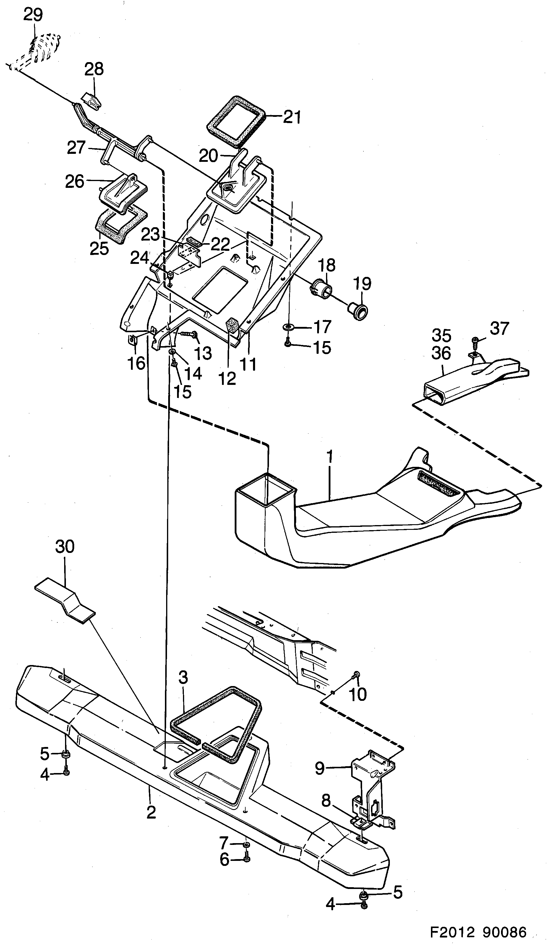 Schéma technique Saab 900 1987 - Section 160 : Chauffage et ventilation