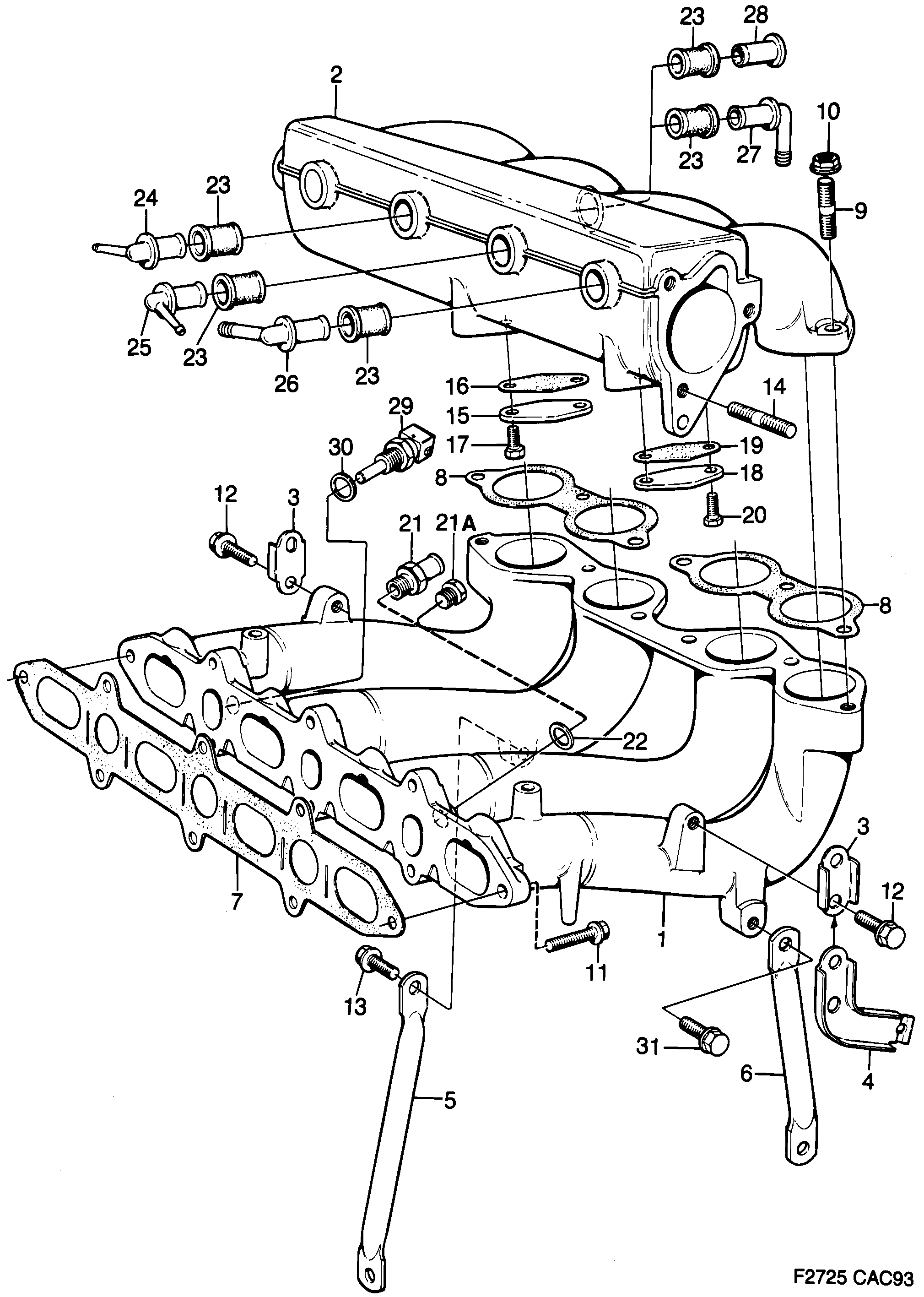 Schéma technique Saab 9000 1990 - Section 1130 : Intake and exhaust system