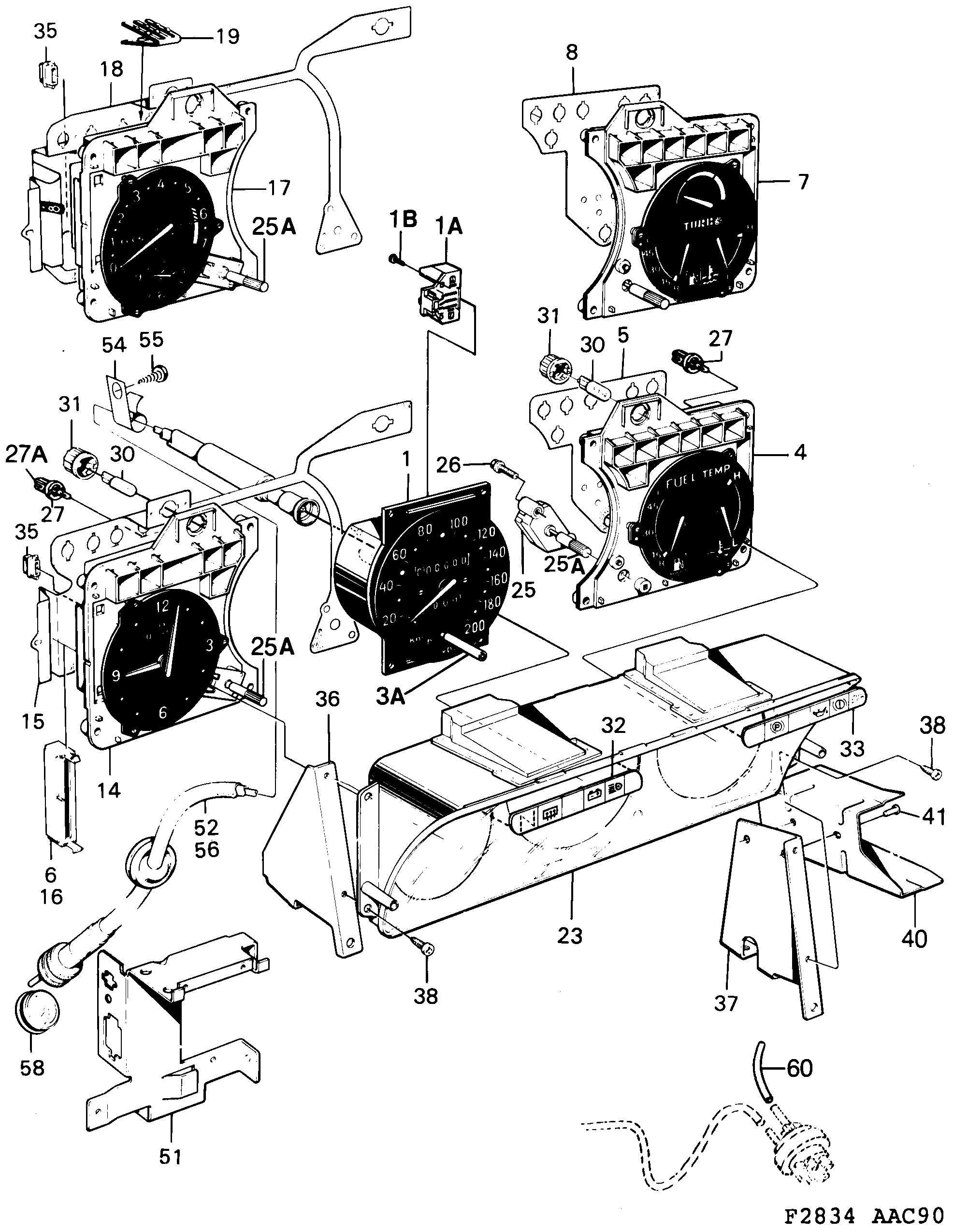 Schéma technique Saab 900 1993 - Section 1490 : Conduites et fusibles