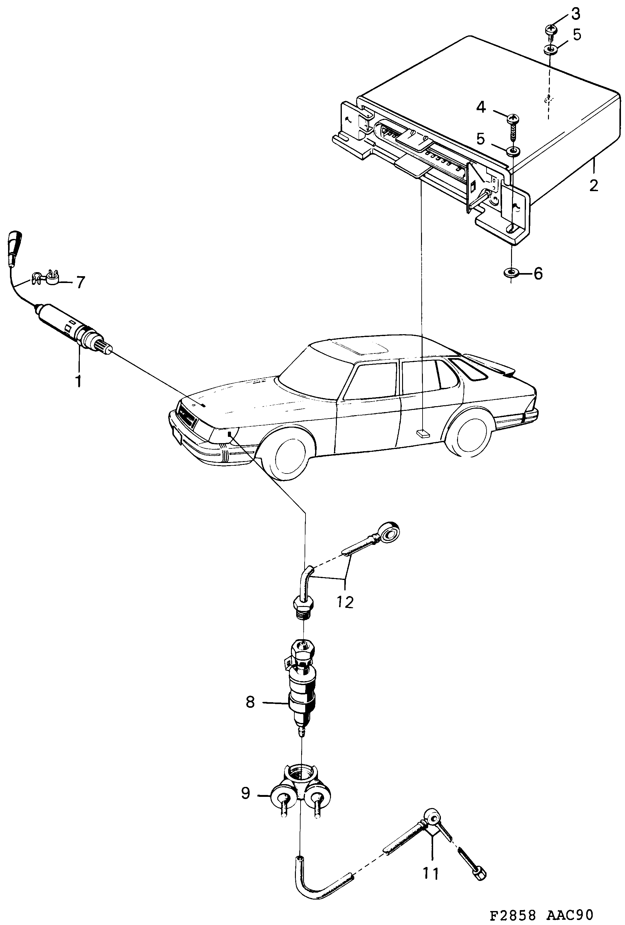 Schéma technique Saab 900 1992 - Section 1460 : Впускная система и выхлопная система