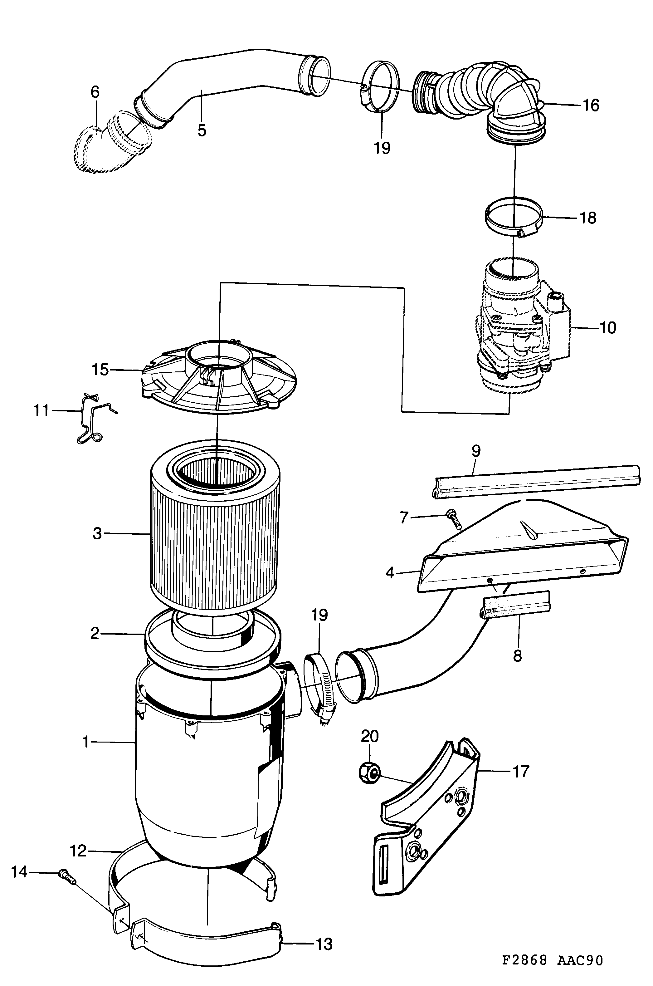 Schéma technique Saab 900 1990 - Section 650 : Fuel system