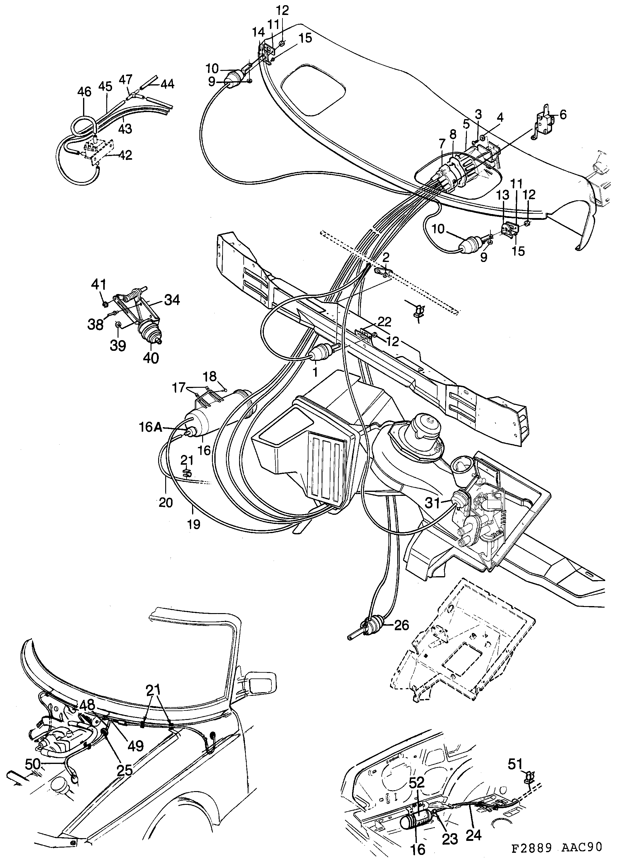 Schéma technique Saab 900 1991 - Section 230 : Chauffage et ventilation