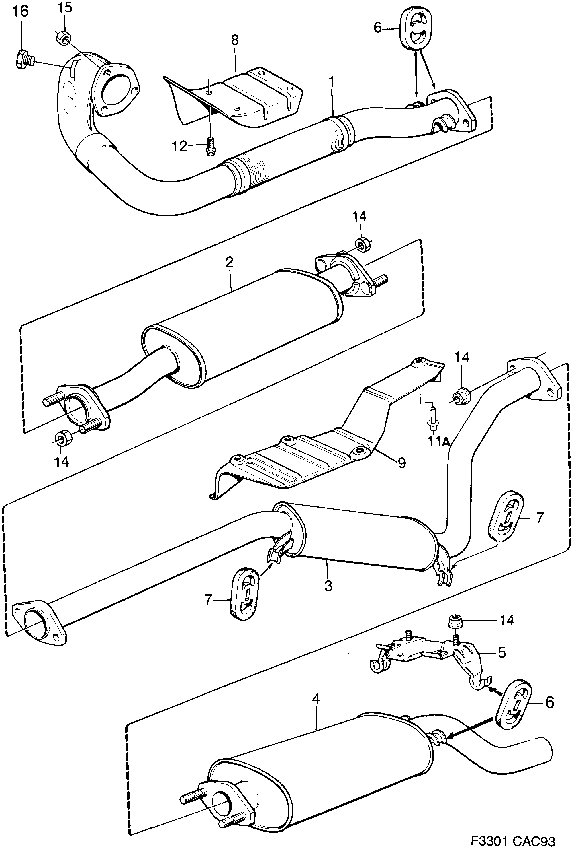 Schéma technique Saab 9000 1990 - Section 1580 : Intake and exhaust system