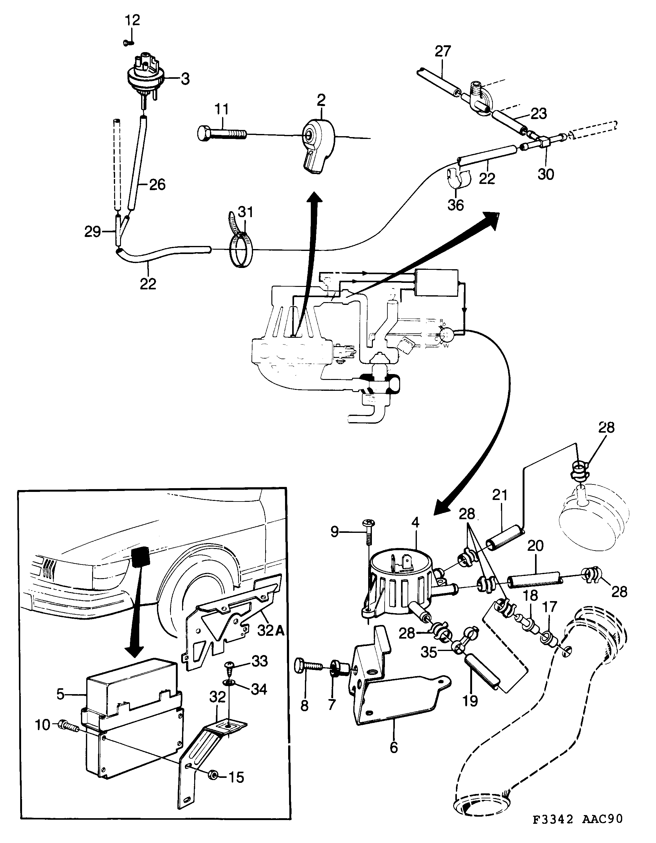 Schéma technique Saab 900 1990 - Section 2060 : Supercharging system