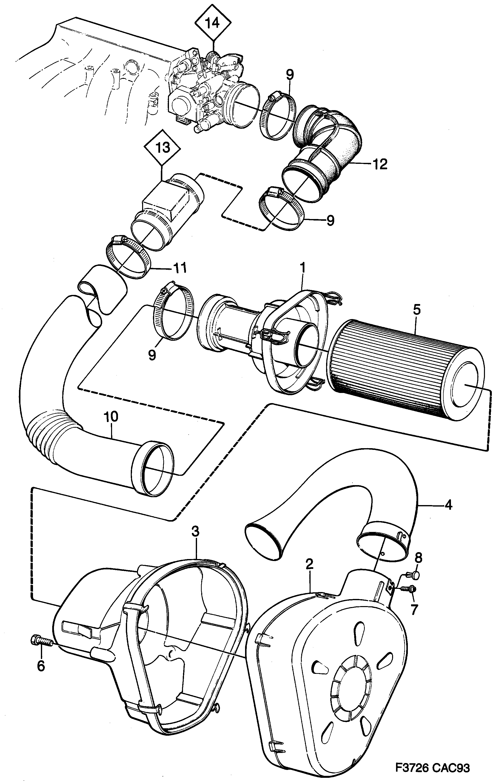 Schéma technique Saab 9000 1990 - Section 620 : Fuel system