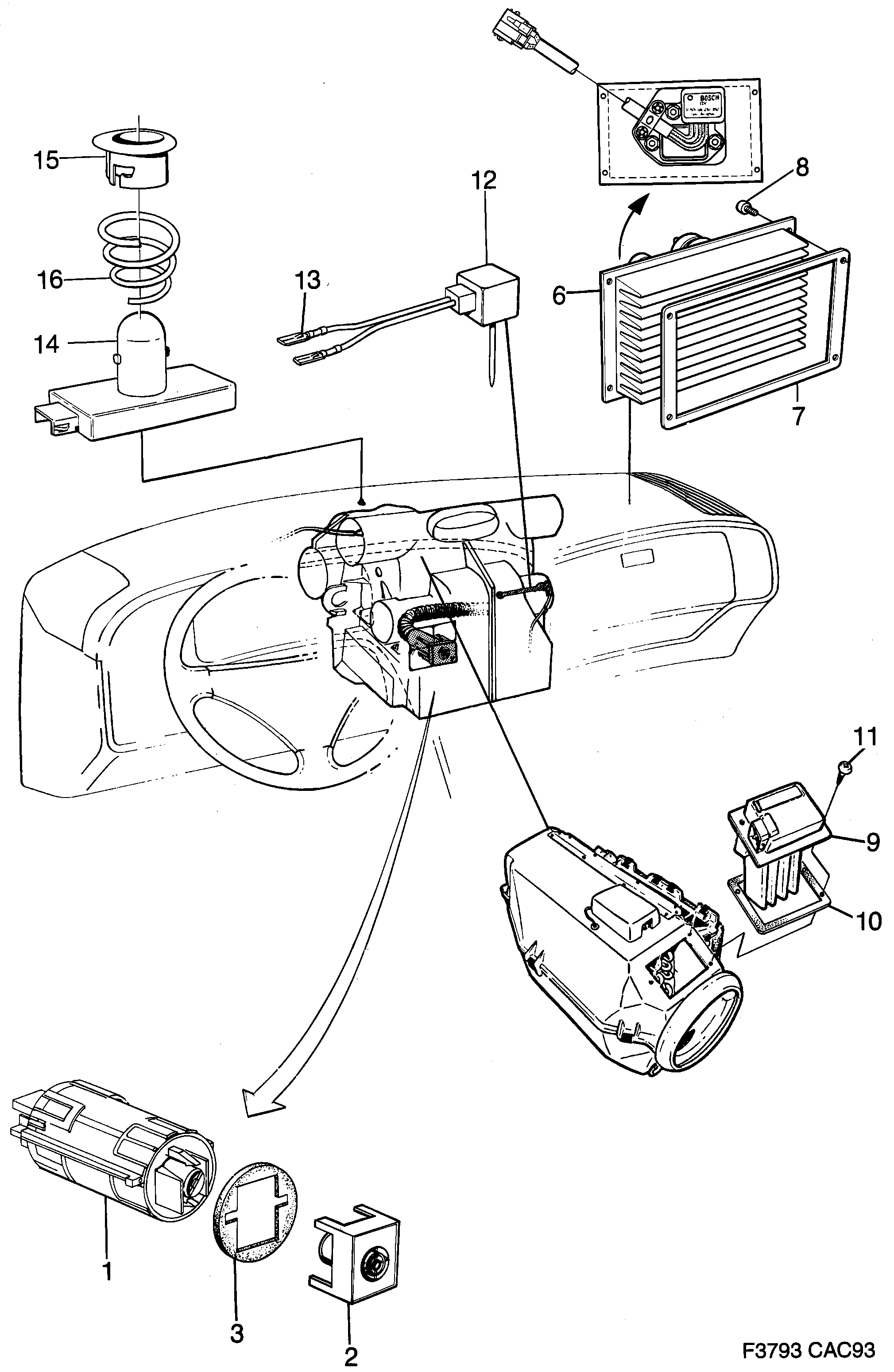 Schéma technique Saab 9000 1992 - Section 1310 : Autre équipement électrique