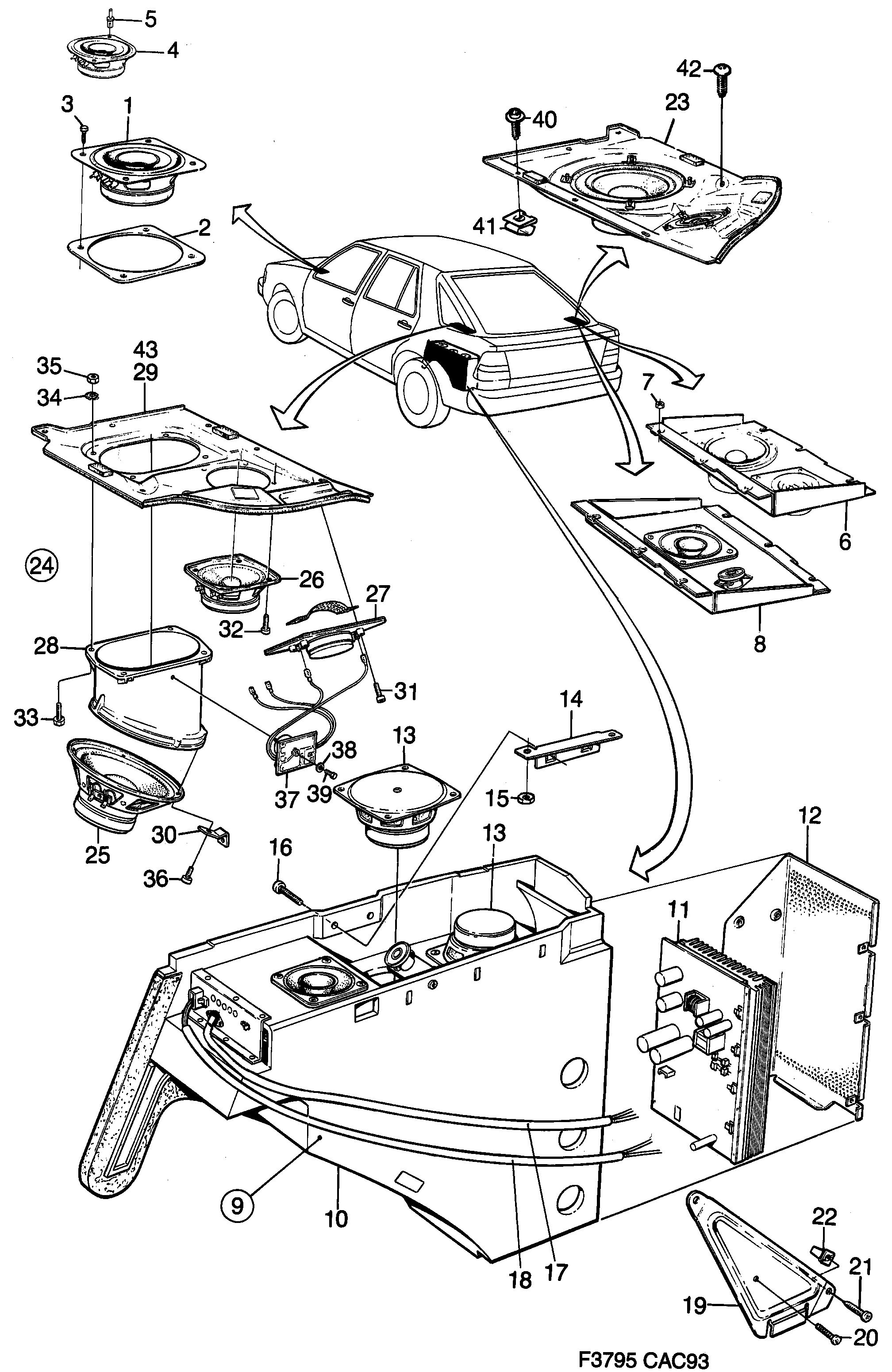 Schéma technique Saab 9000 1993 - Section 1370 : Autre équipement électrique