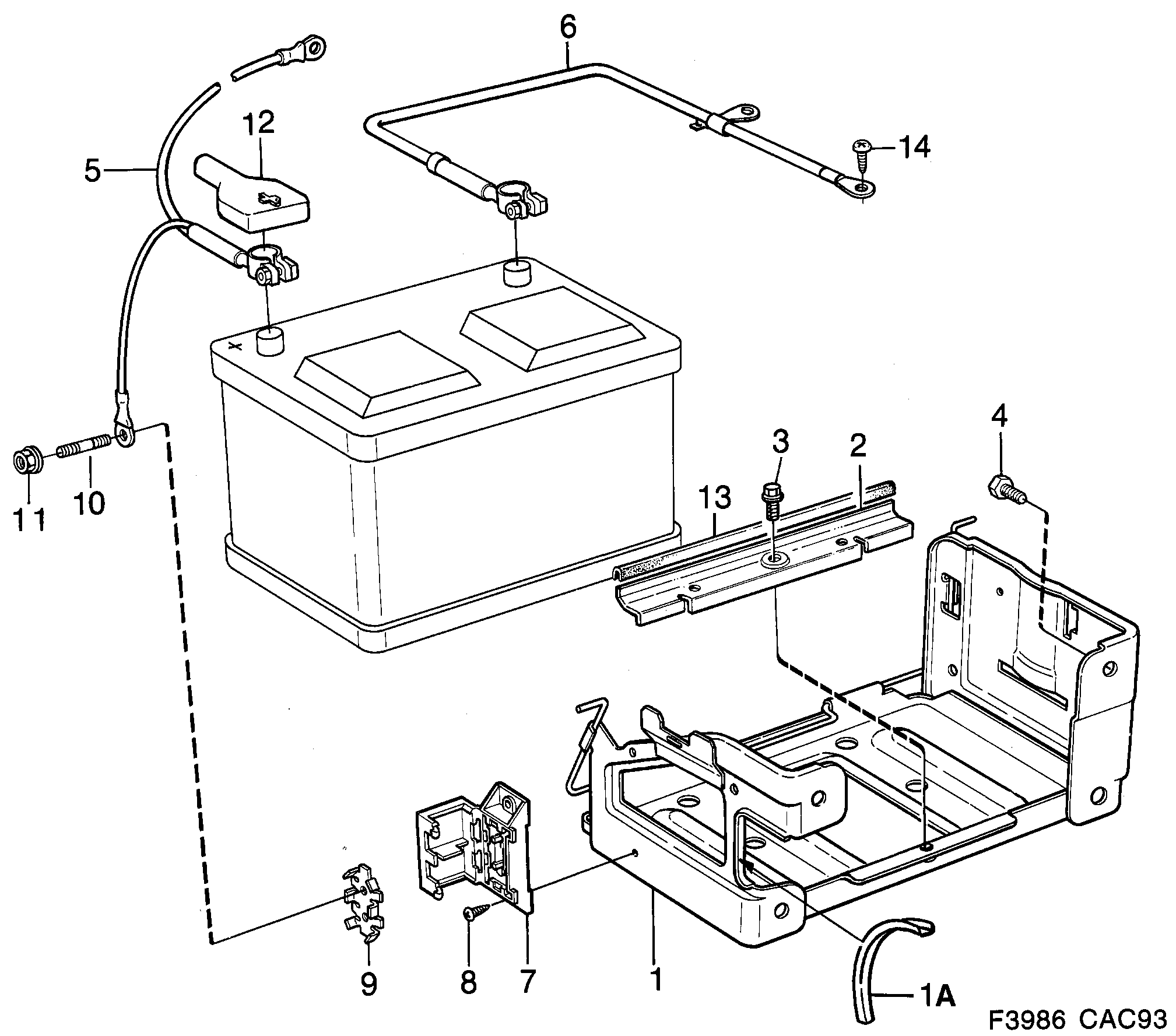 Schéma technique Saab 9000 1990 - Section 110 : Batterie