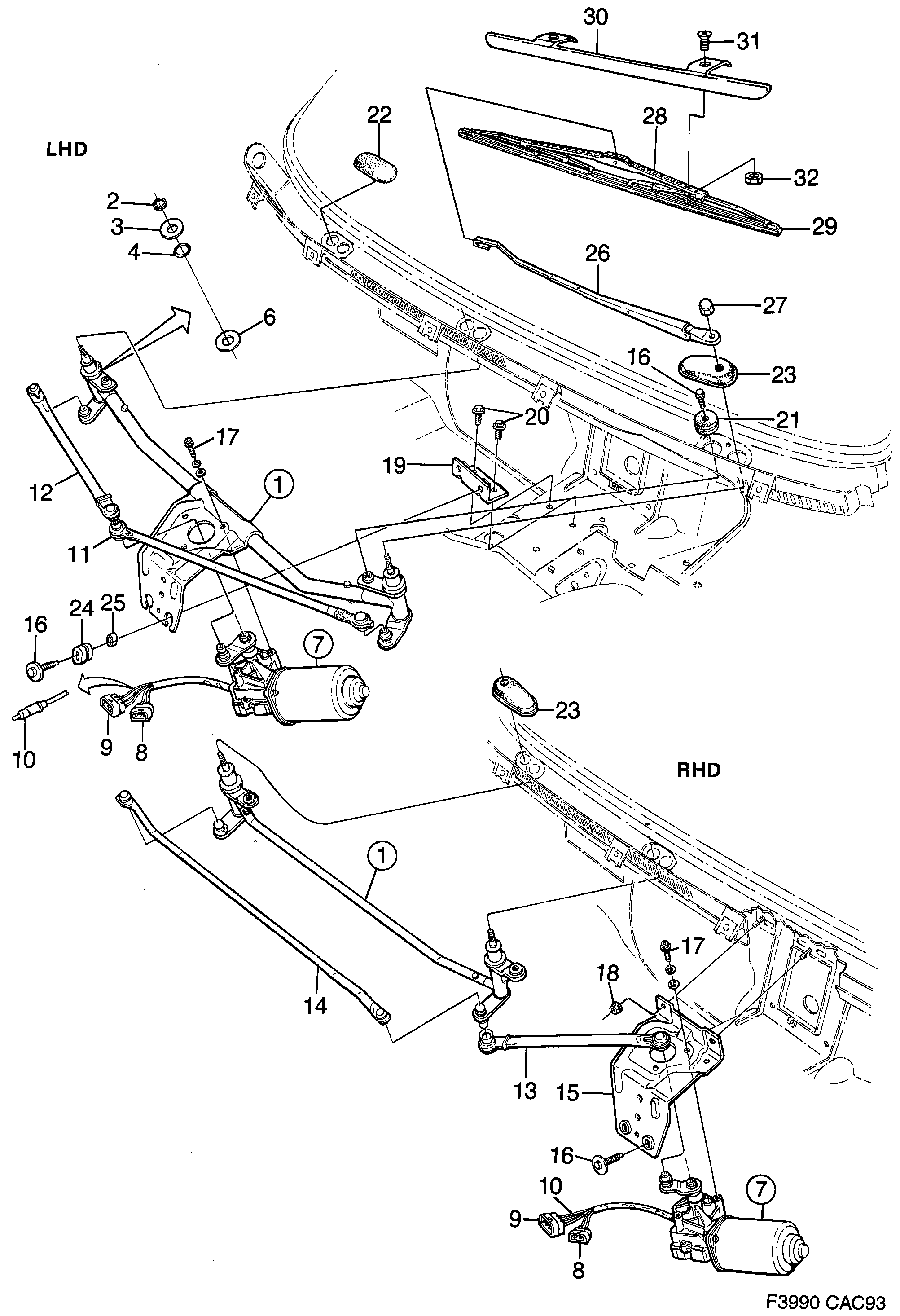 Schéma technique Saab 9000 1993 - Section 980 : Electric equipment, other