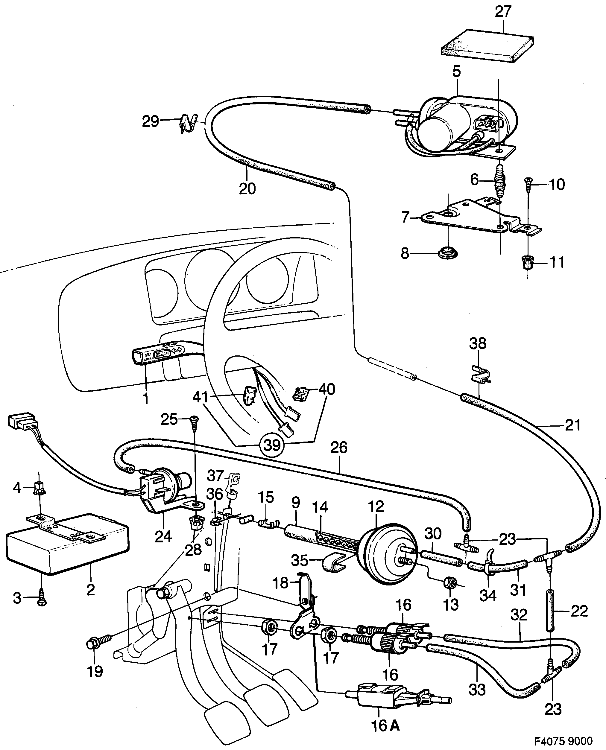 Schéma technique Saab 9000 1985 - Section 1000 : Electric equipment, other