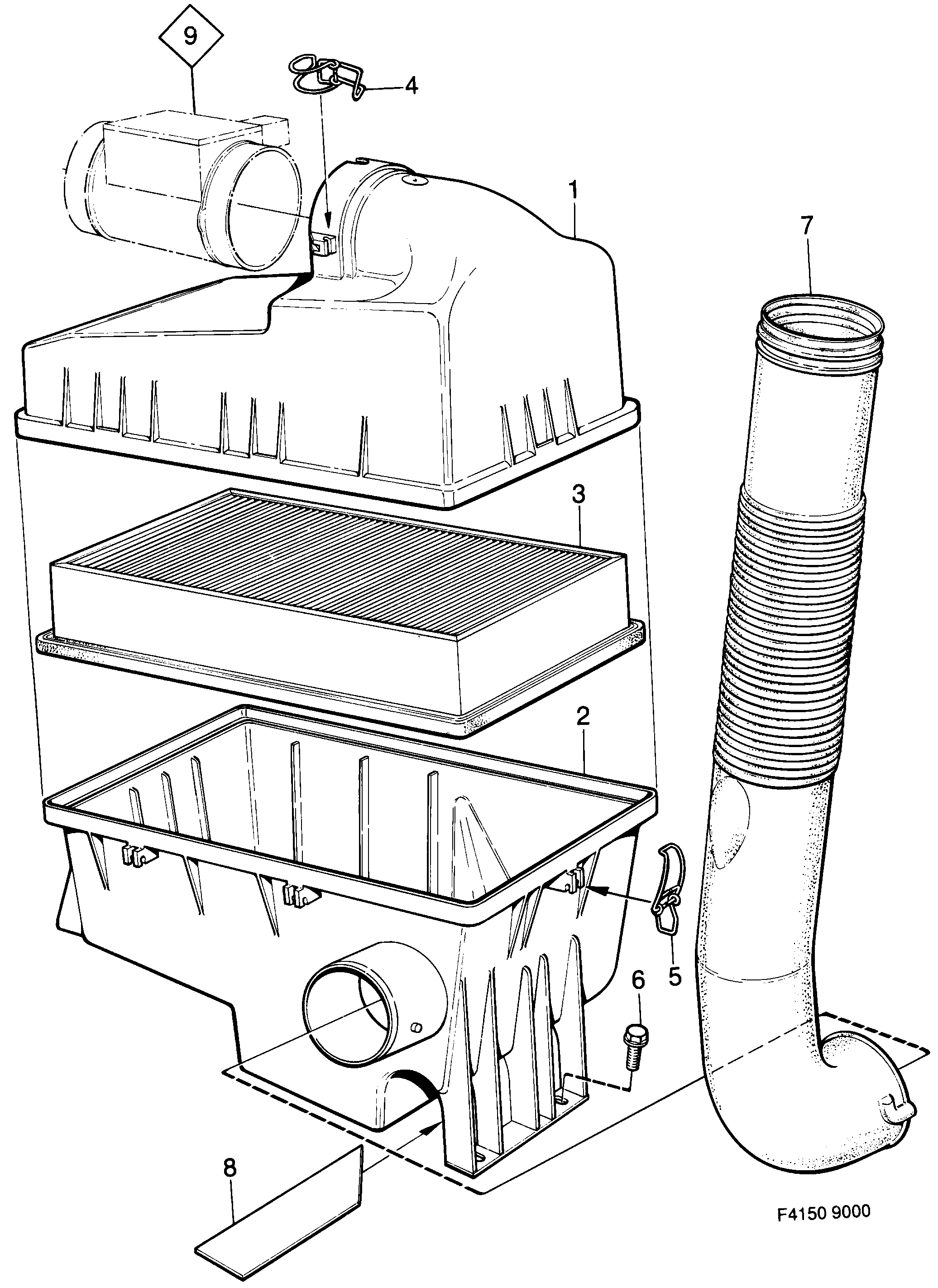 Schéma technique Saab 9000 1985 - Section 400 : Fuel system