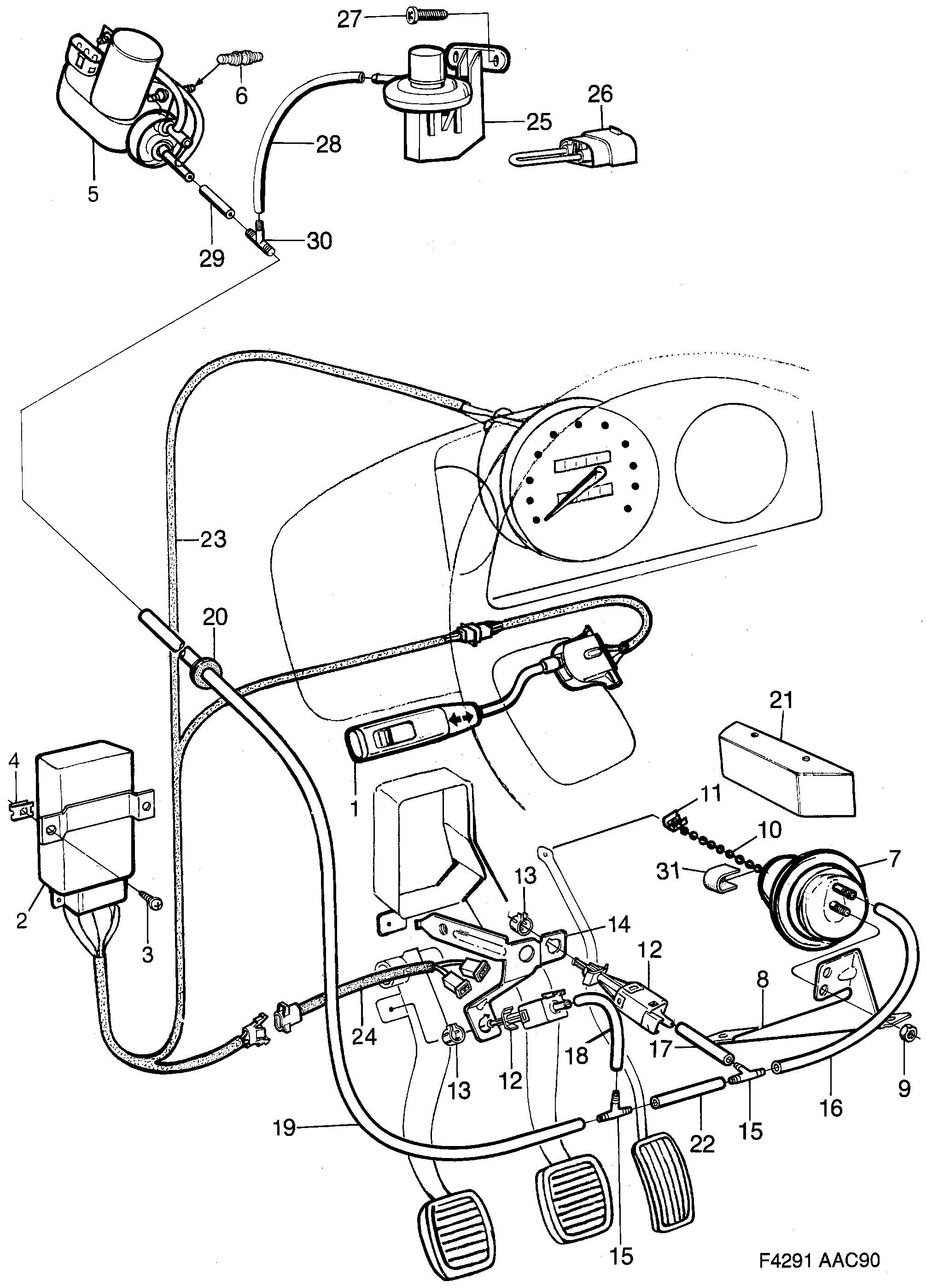 Schéma technique Saab 900 1990 - Section 770 : Electric equipment, other