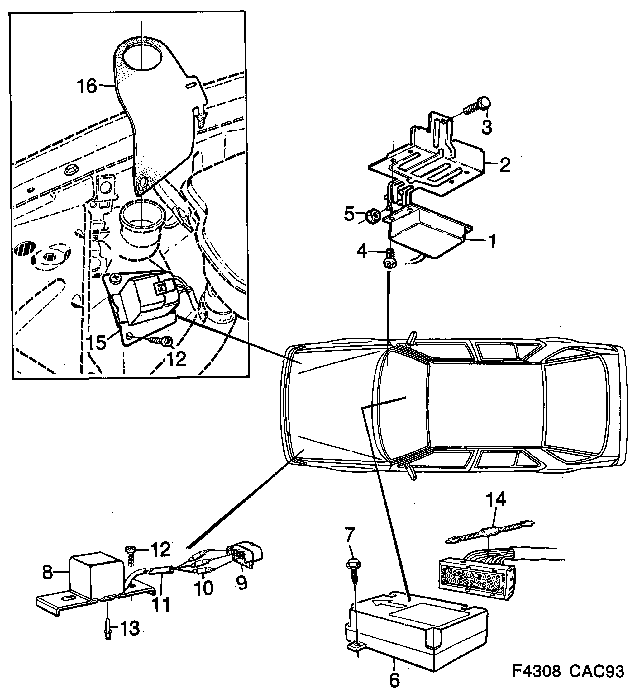 Schéma technique Saab 9000 1989 - Section 1280 : Autre équipement électrique