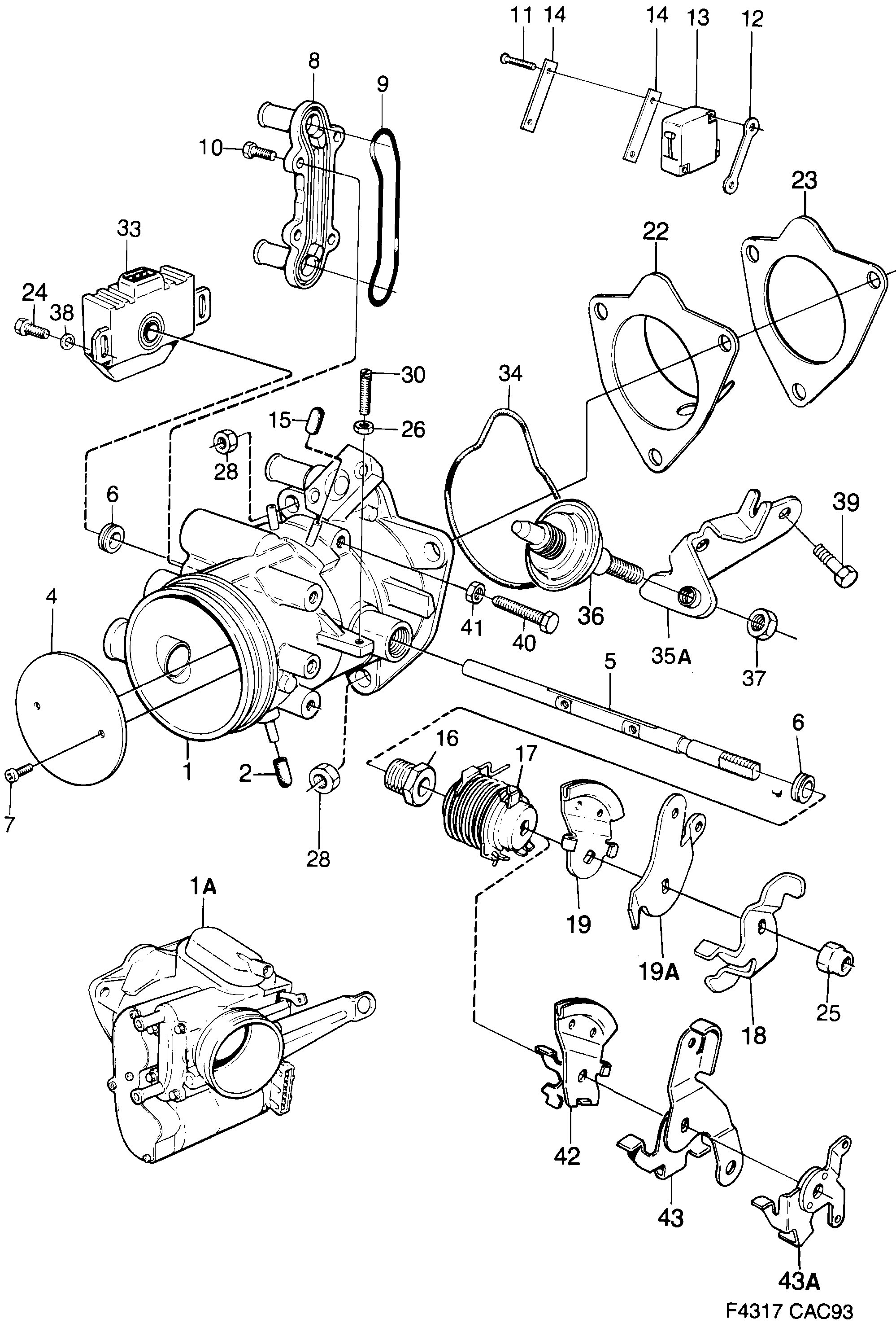 Schéma technique Saab 9000 1991 - Section 1280 : Впускная система и выхлопная система