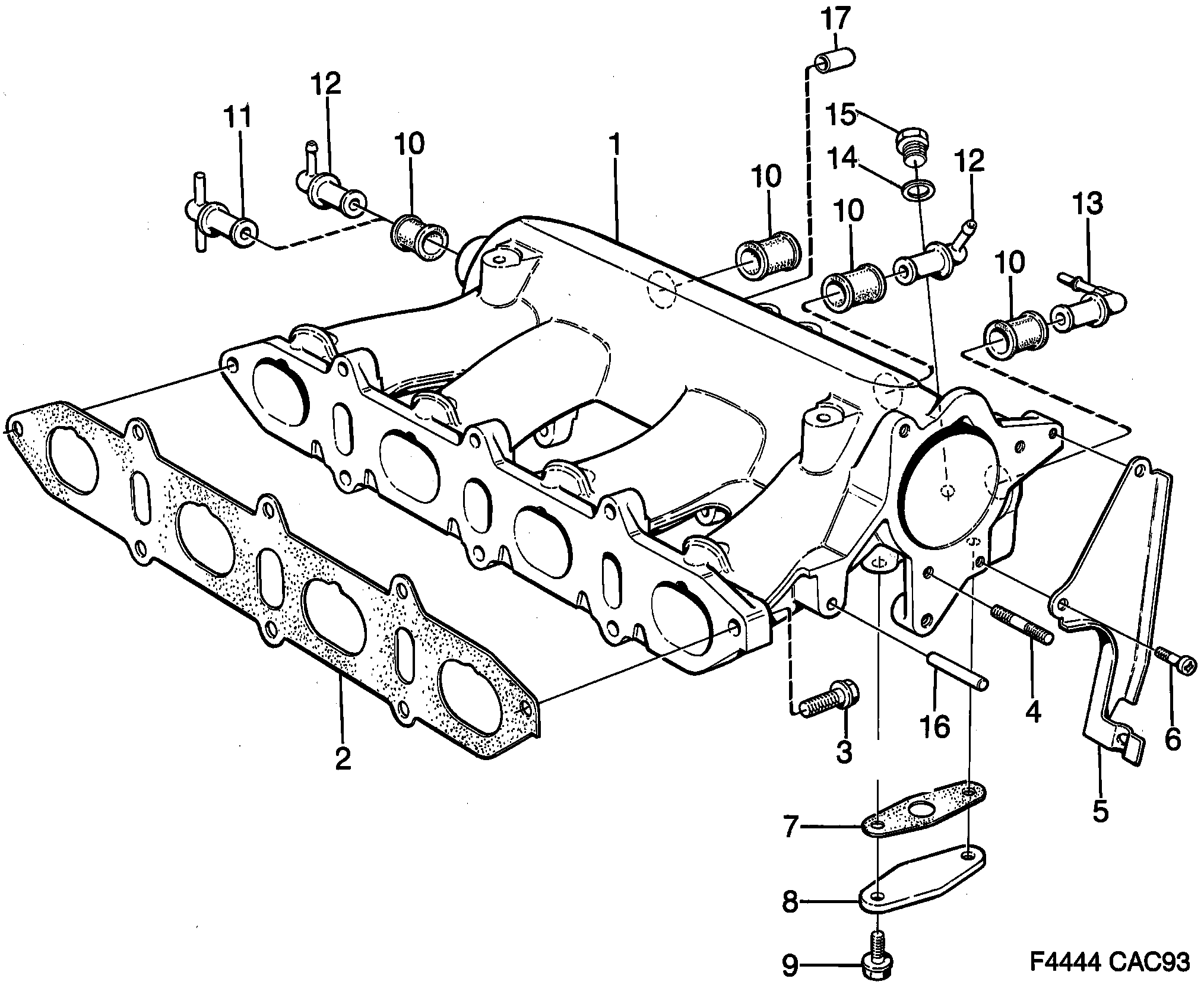 Schéma technique Saab 9000 1992 - Section 1250 : Впускная система и выхлопная система