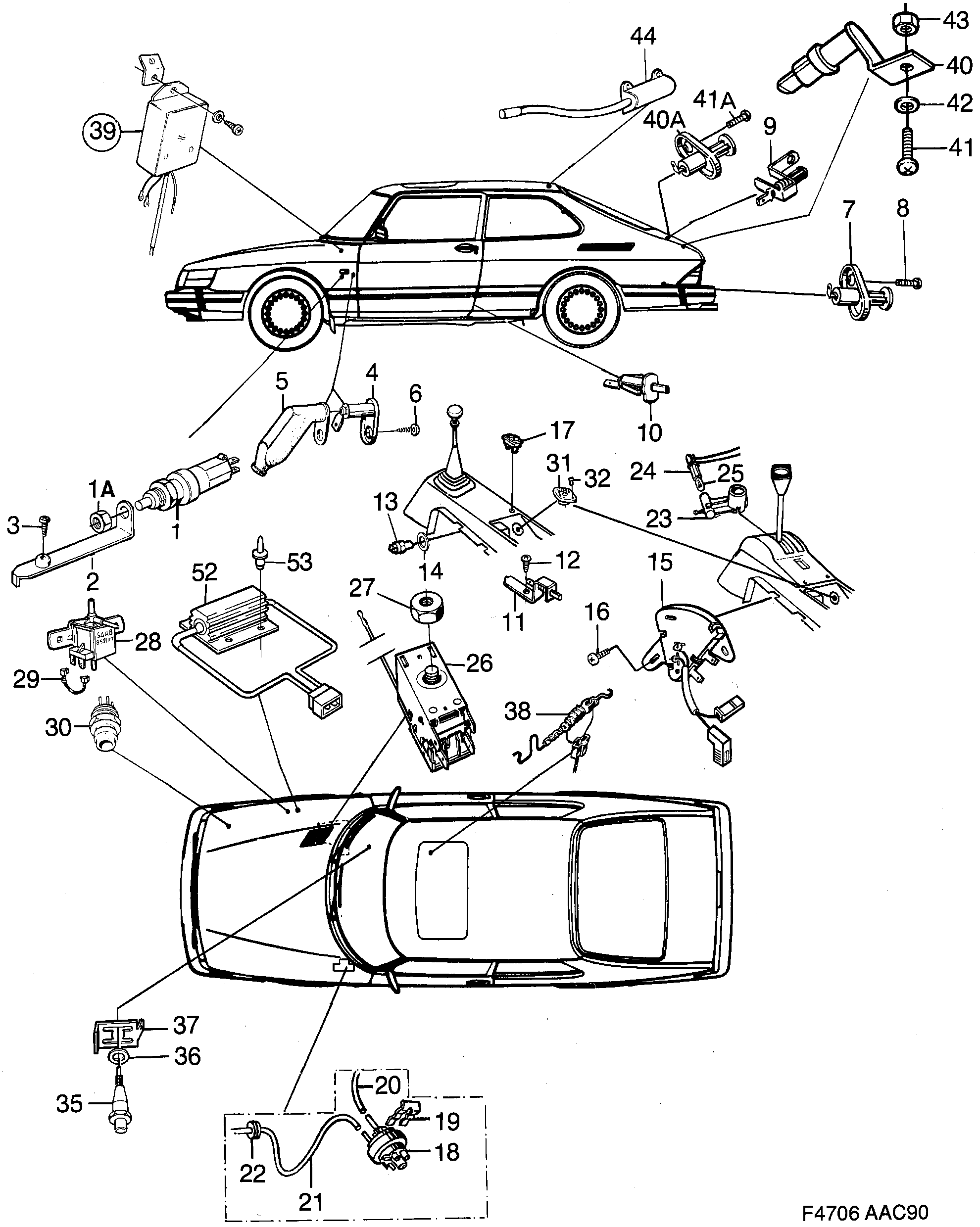 Schéma technique Saab 900 1991 - Section 800 : Autre équipement électrique