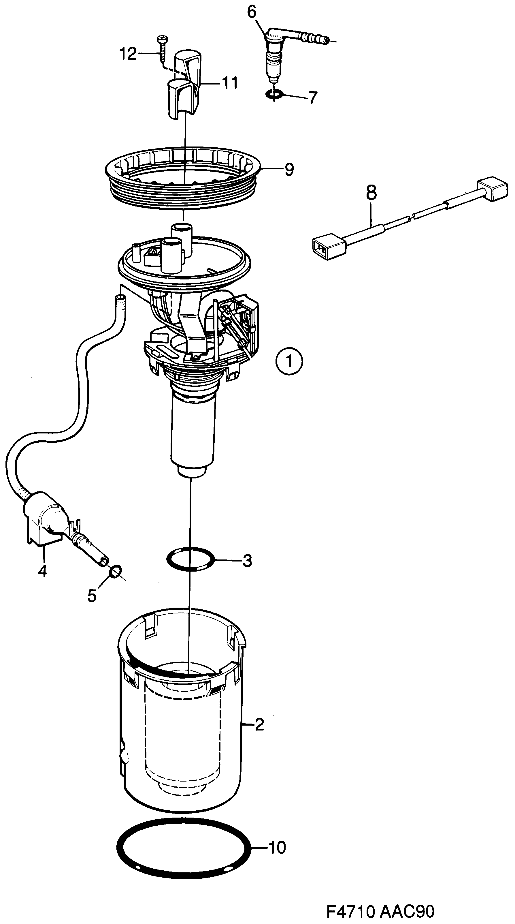 Schéma technique Saab 900 1993 - Section 890 : Fuel system