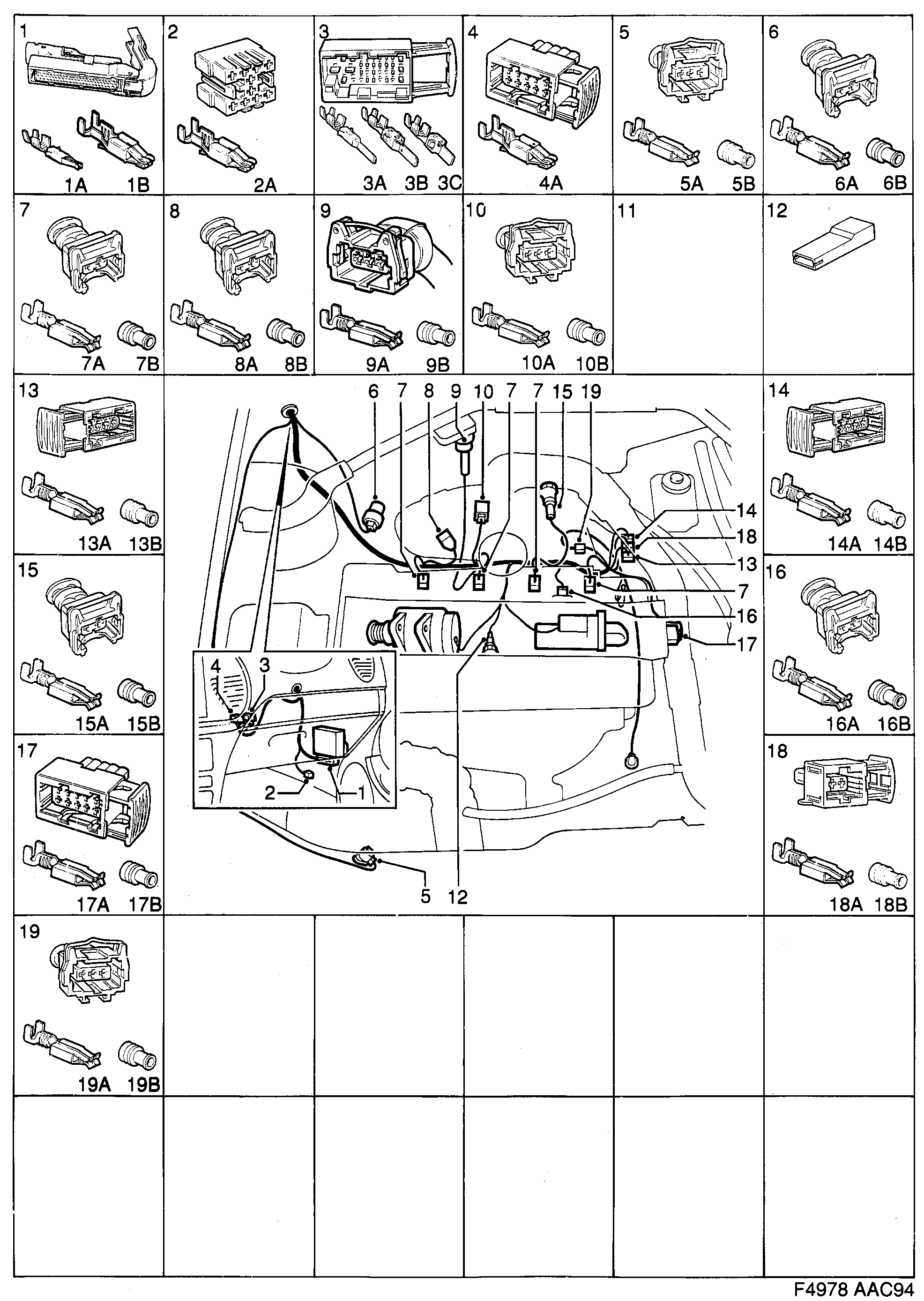Schéma technique Saab 900 1994 - Section 270 : Contact housing etc
