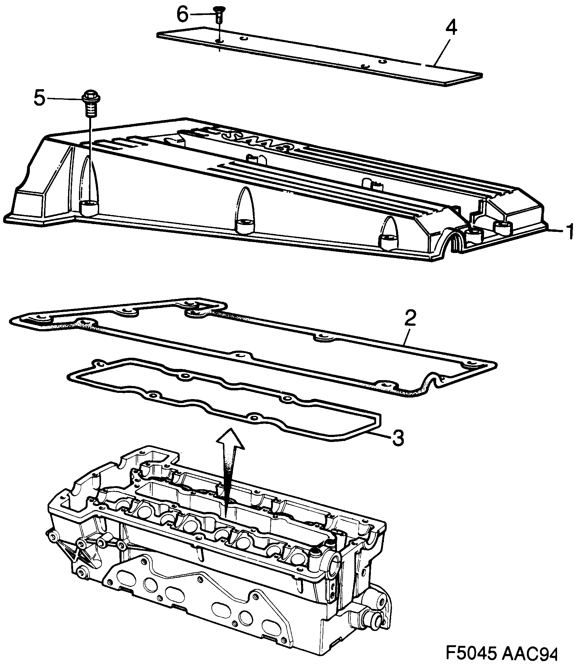 Schéma technique Saab 900 1995 - Section 180 : Corps de moteur