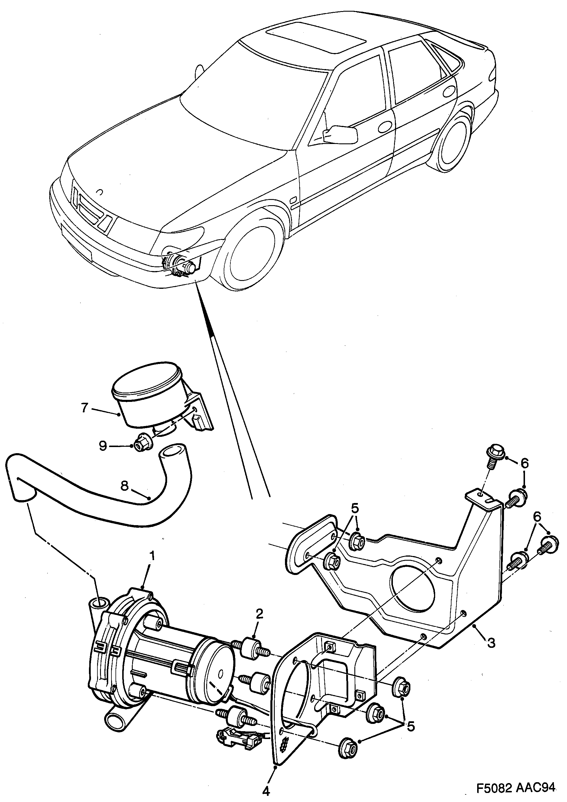 Schéma technique Saab 900 1997 - Section 1320 : Впускная система и выхлопная система