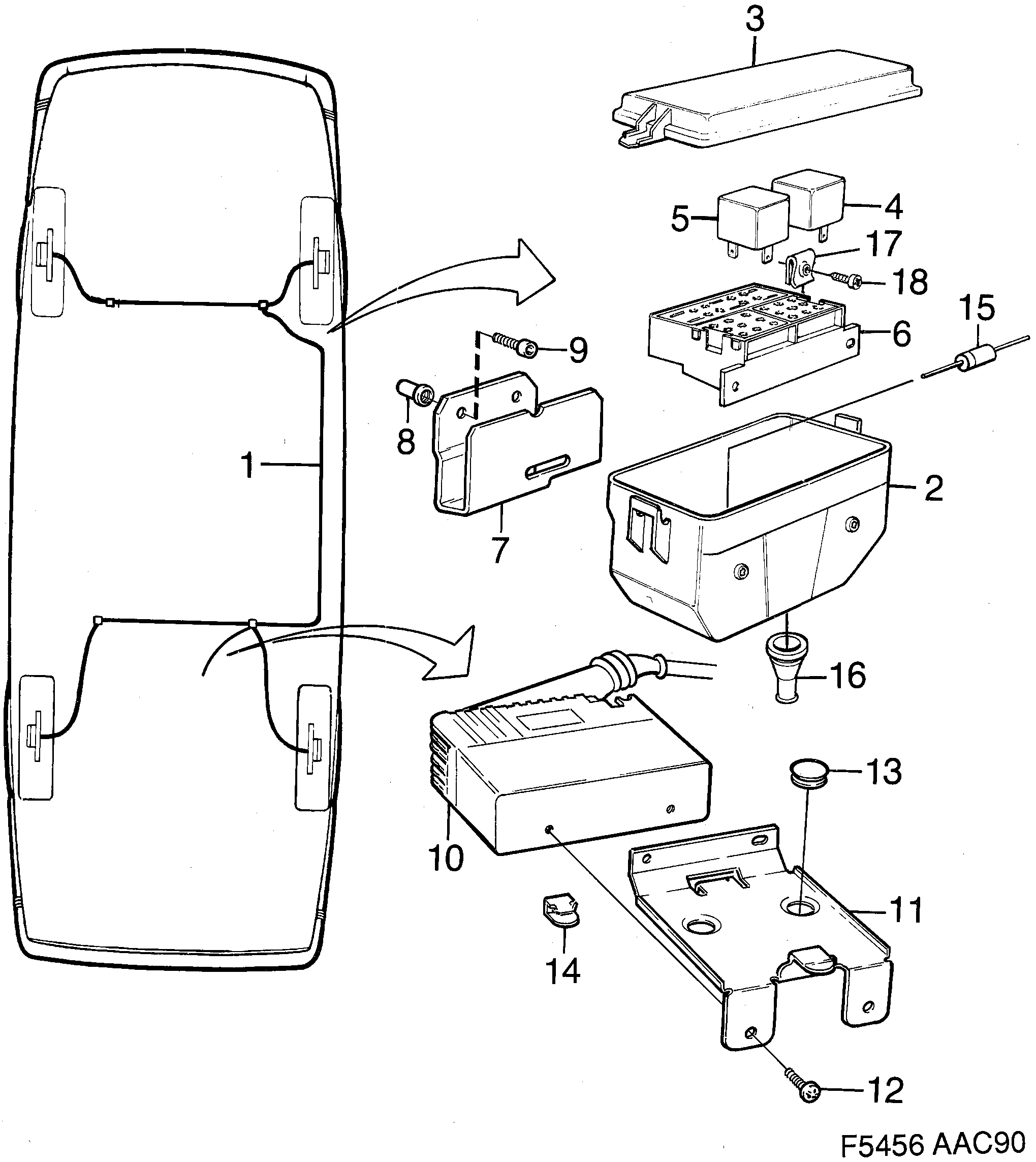 Schéma technique Saab 900 1990 - Section 920 : Electric equipment, other