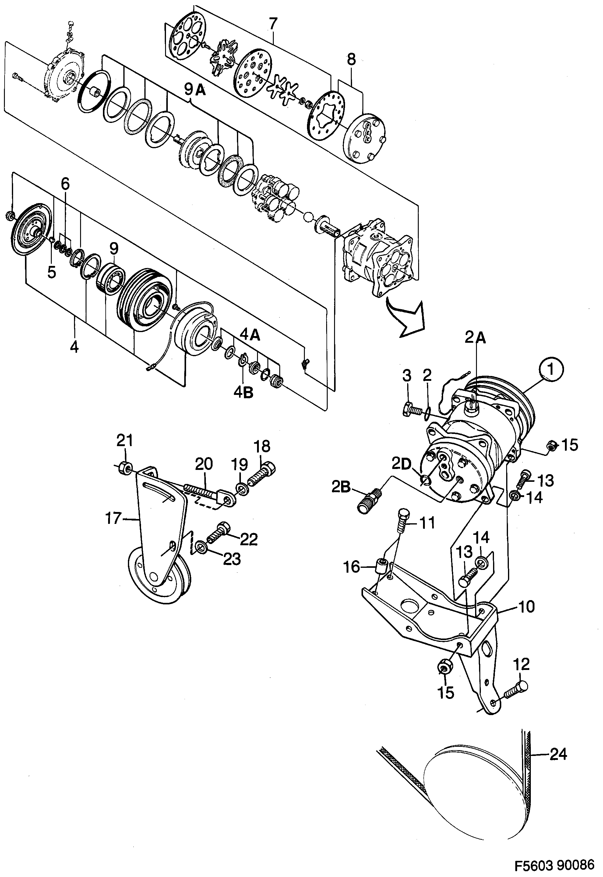 Schéma technique Saab 900 1987 - Section 280 : Heating and ventilation