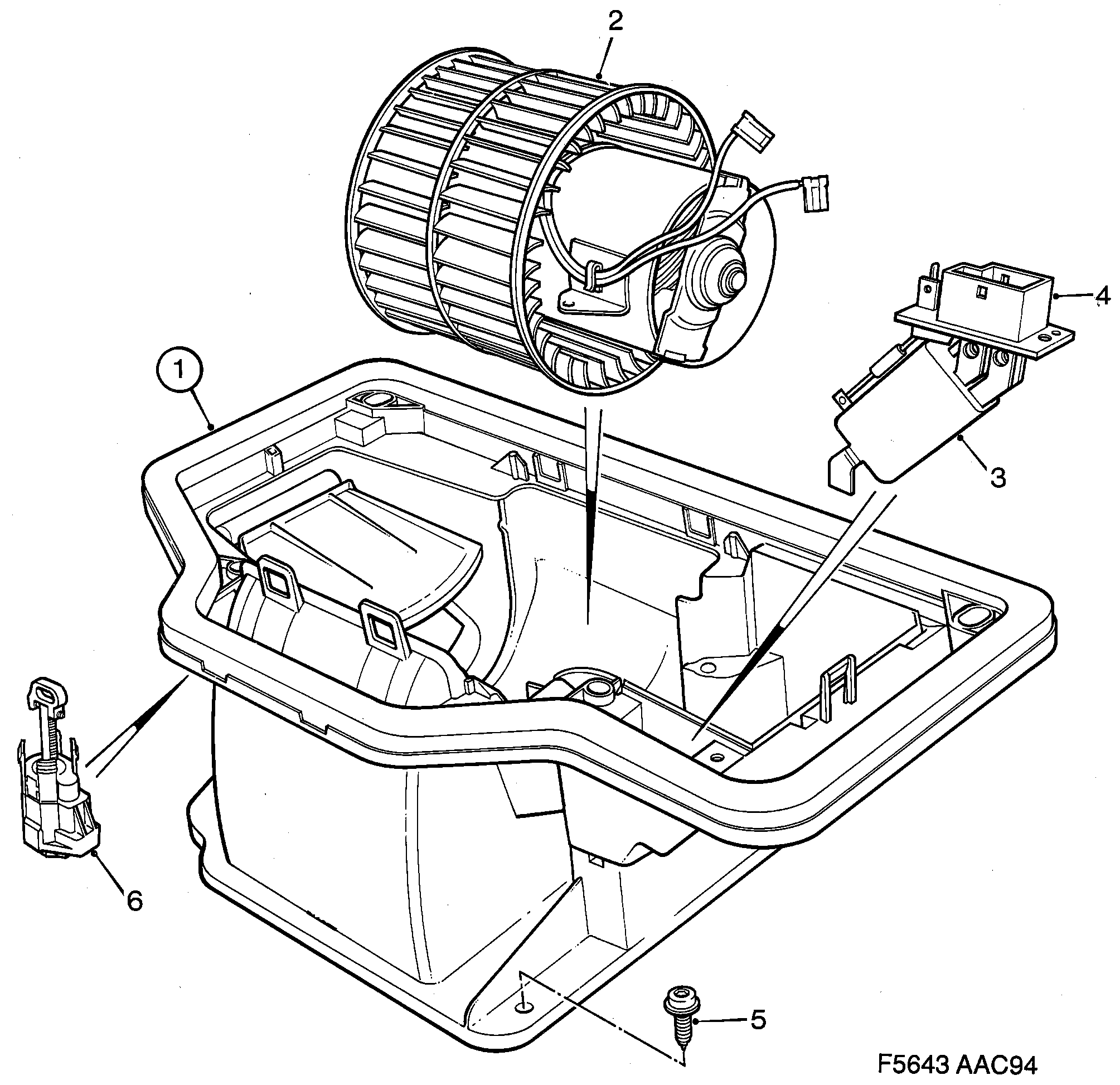 Schéma technique Saab 900 1994 - Section 180 : Chauffage et ventilation