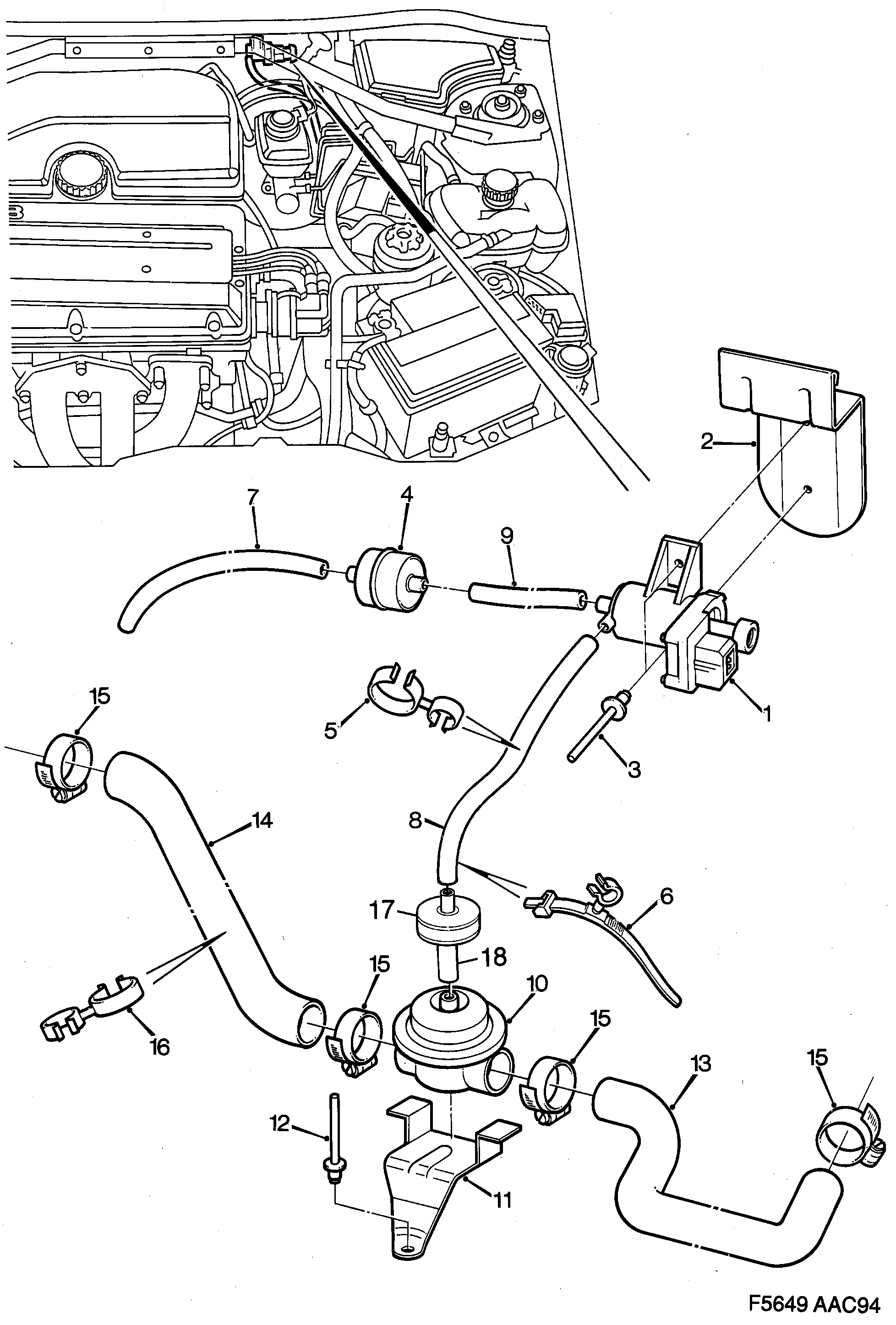 Schéma technique Saab 900 1995 - Section 1350 : Впускная система и выхлопная система
