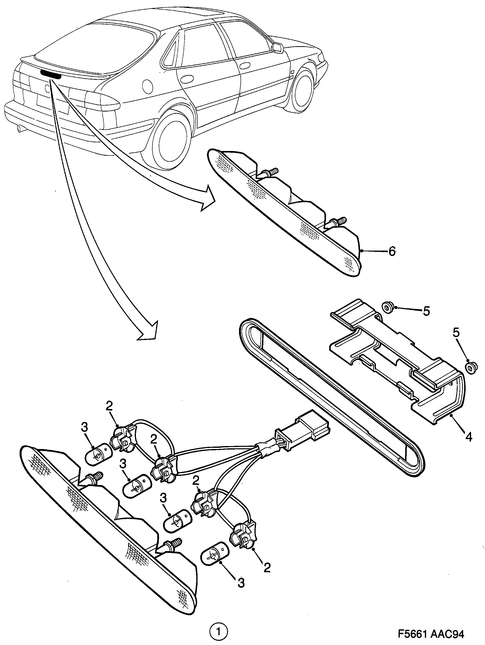 Schéma technique Saab 900 1997 - Section 600 : Lighting