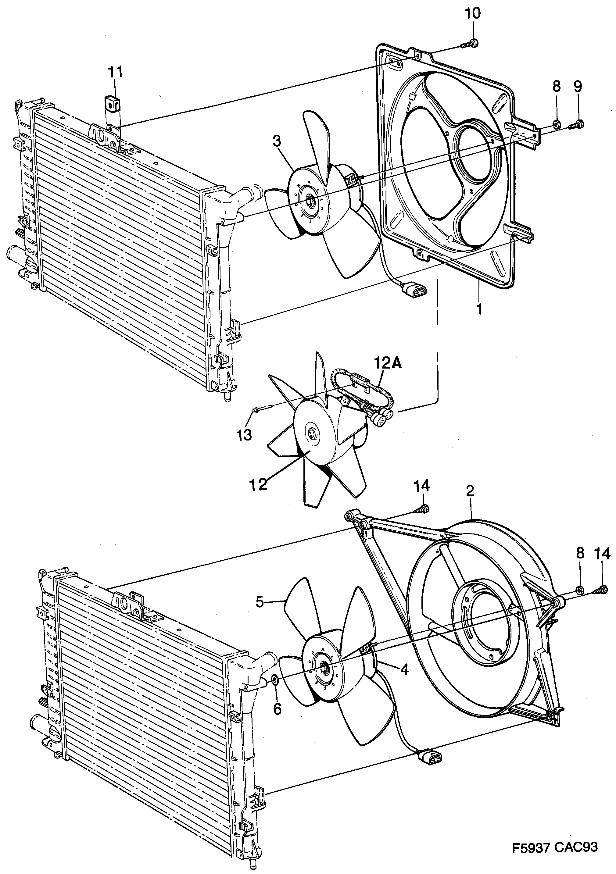 Schéma technique Saab 9000 1990 - Section 1820 : Cooling system