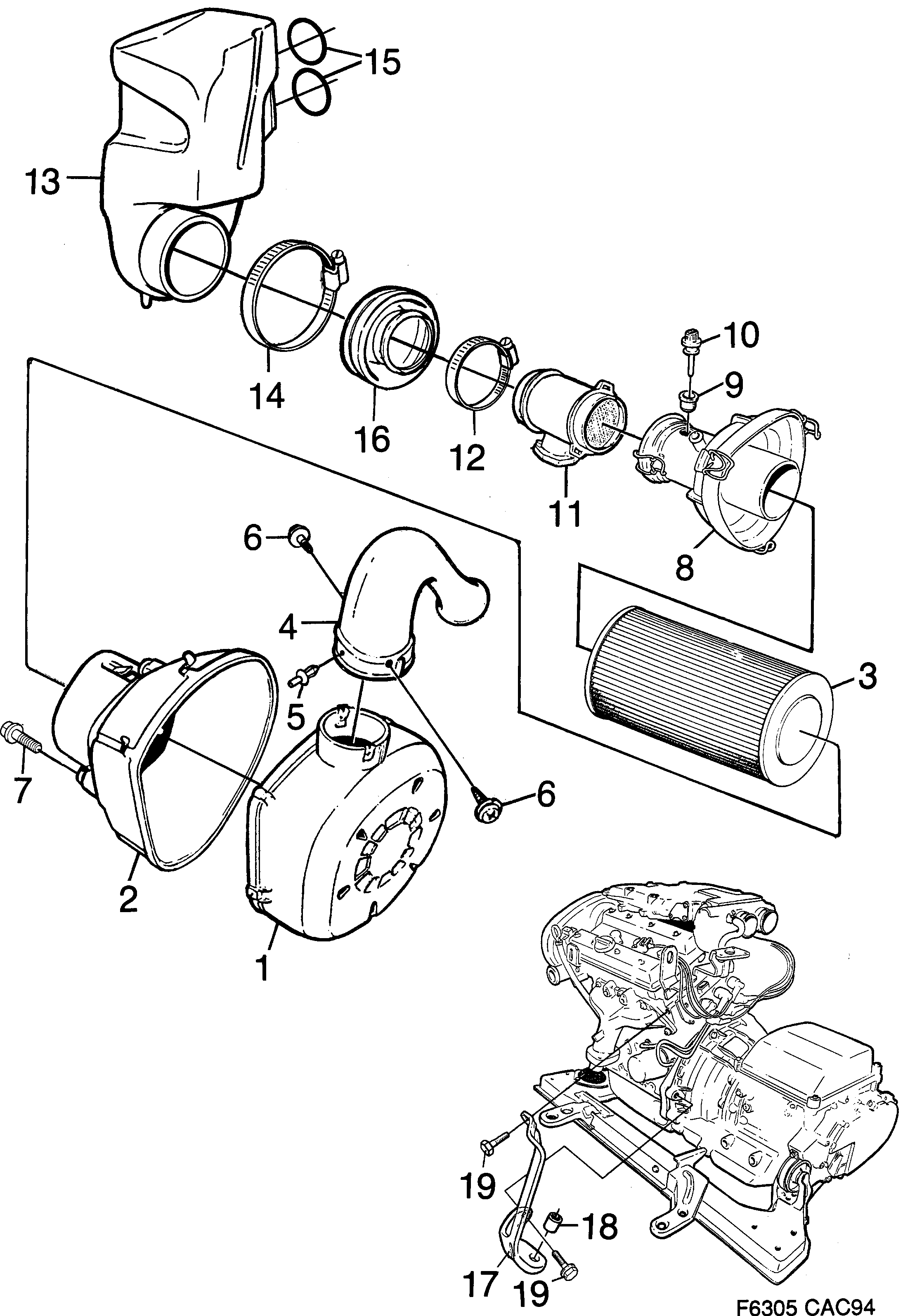 Schéma technique Saab 9000 1997 - Section 810 : Fuel system