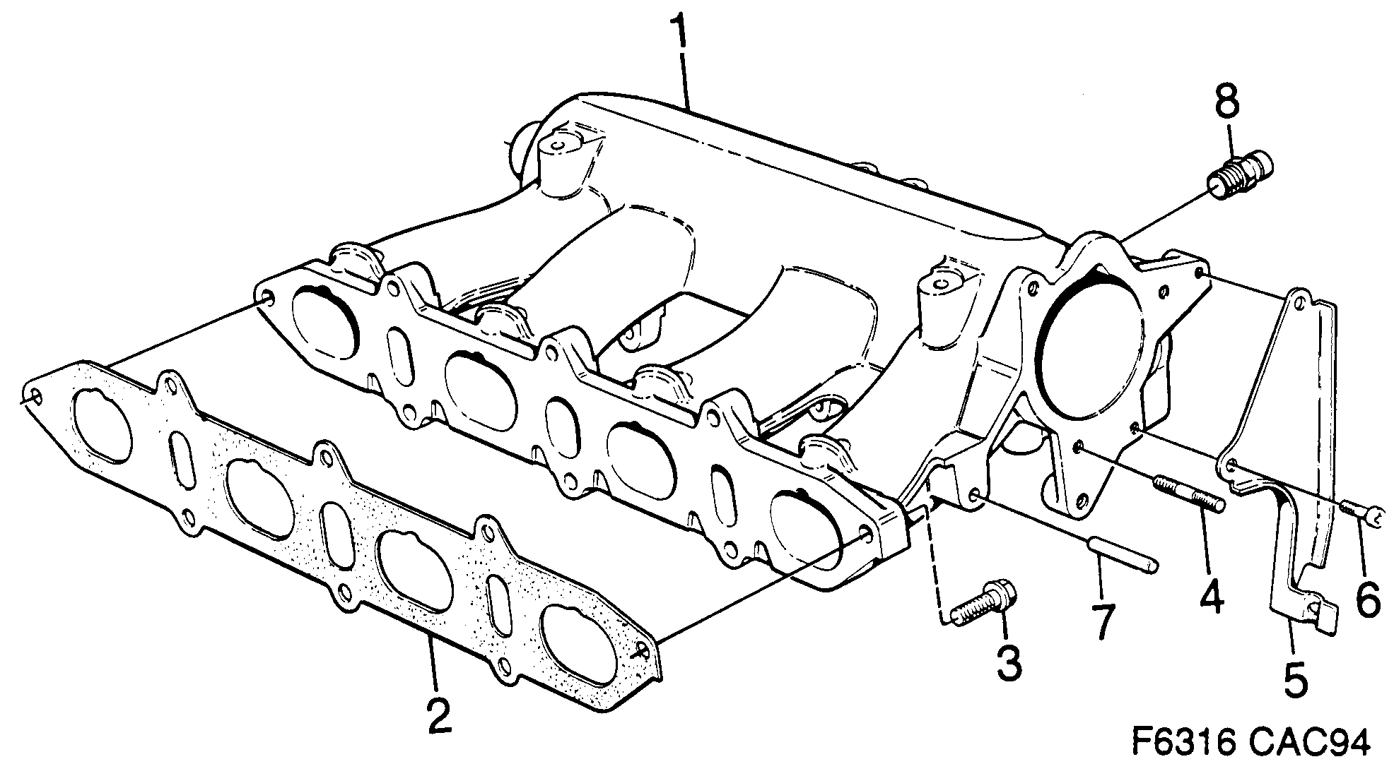 Schéma technique Saab 9000 1997 - Section 1140 : Intake and exhaust system