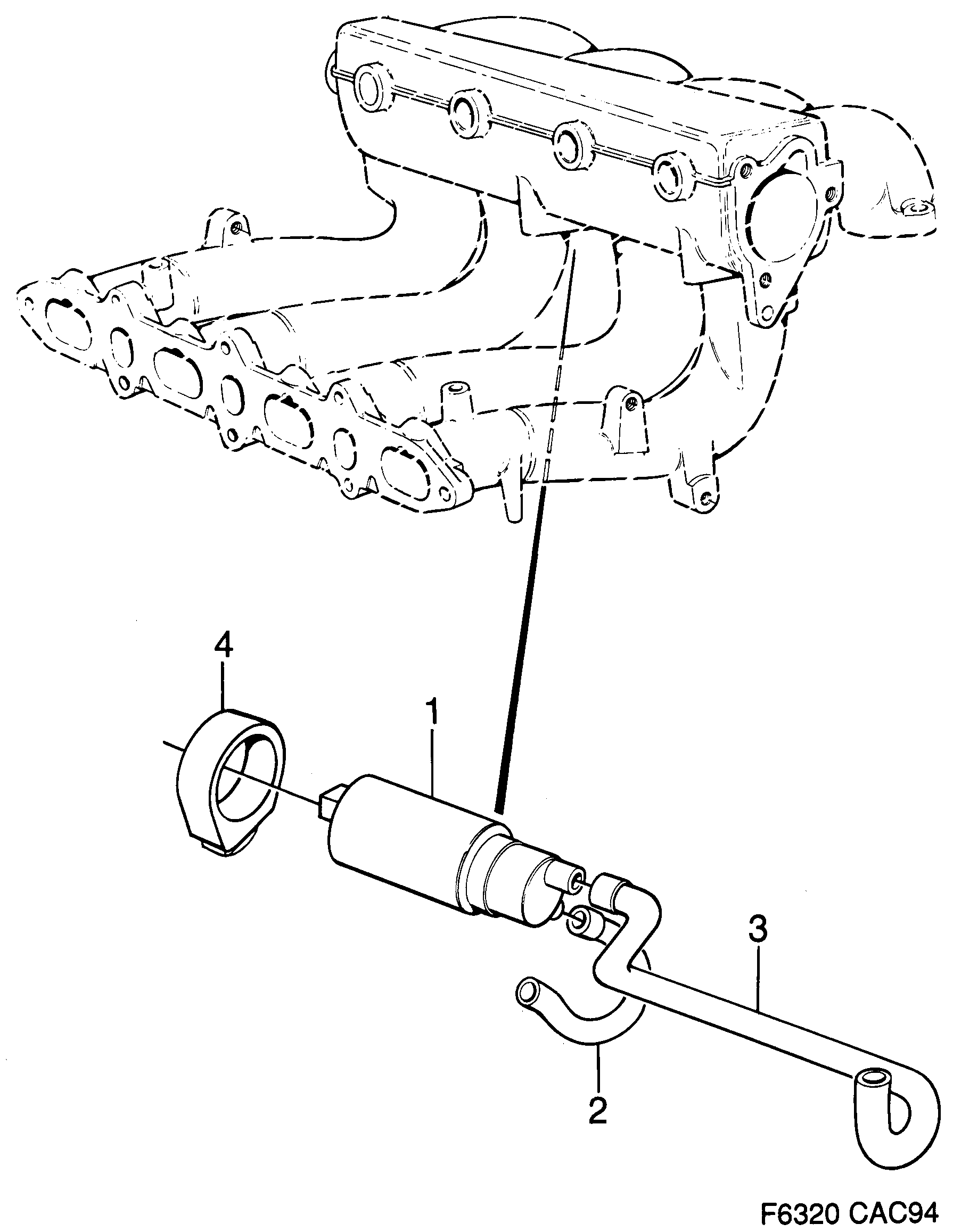 Schéma technique Saab 9000 1996 - Section 1290 : Système d'admission et d'échappement