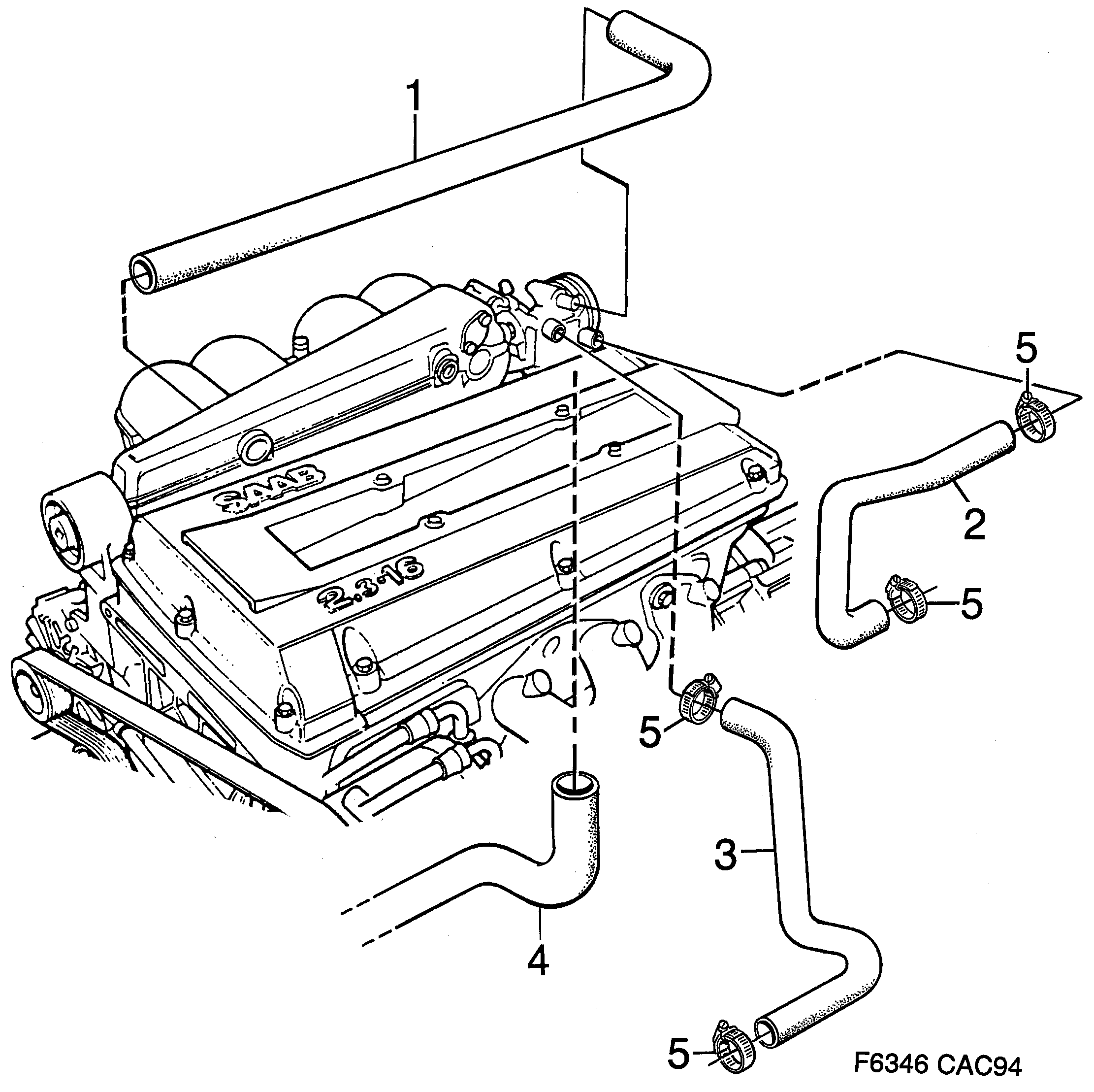 Schéma technique Saab 9000 1995 - Section 2130 : Система охлаждения