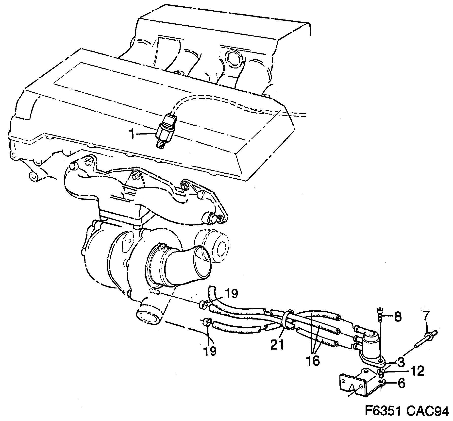 Schéma technique Saab 9000 1996 - Section 2280 : Supercharging system