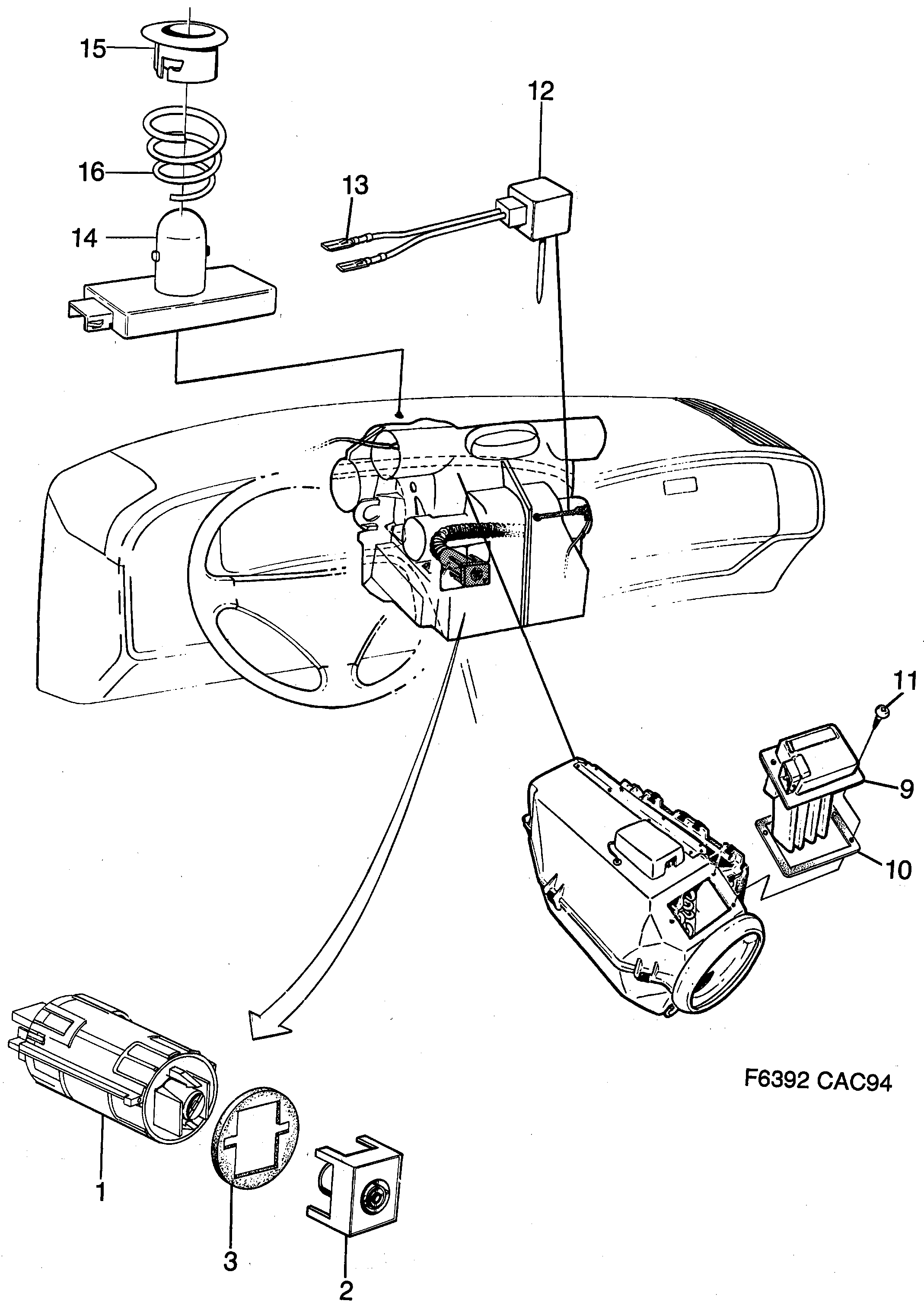 Schéma technique Saab 9000 1997 - Section 1230 : Autre équipement électrique