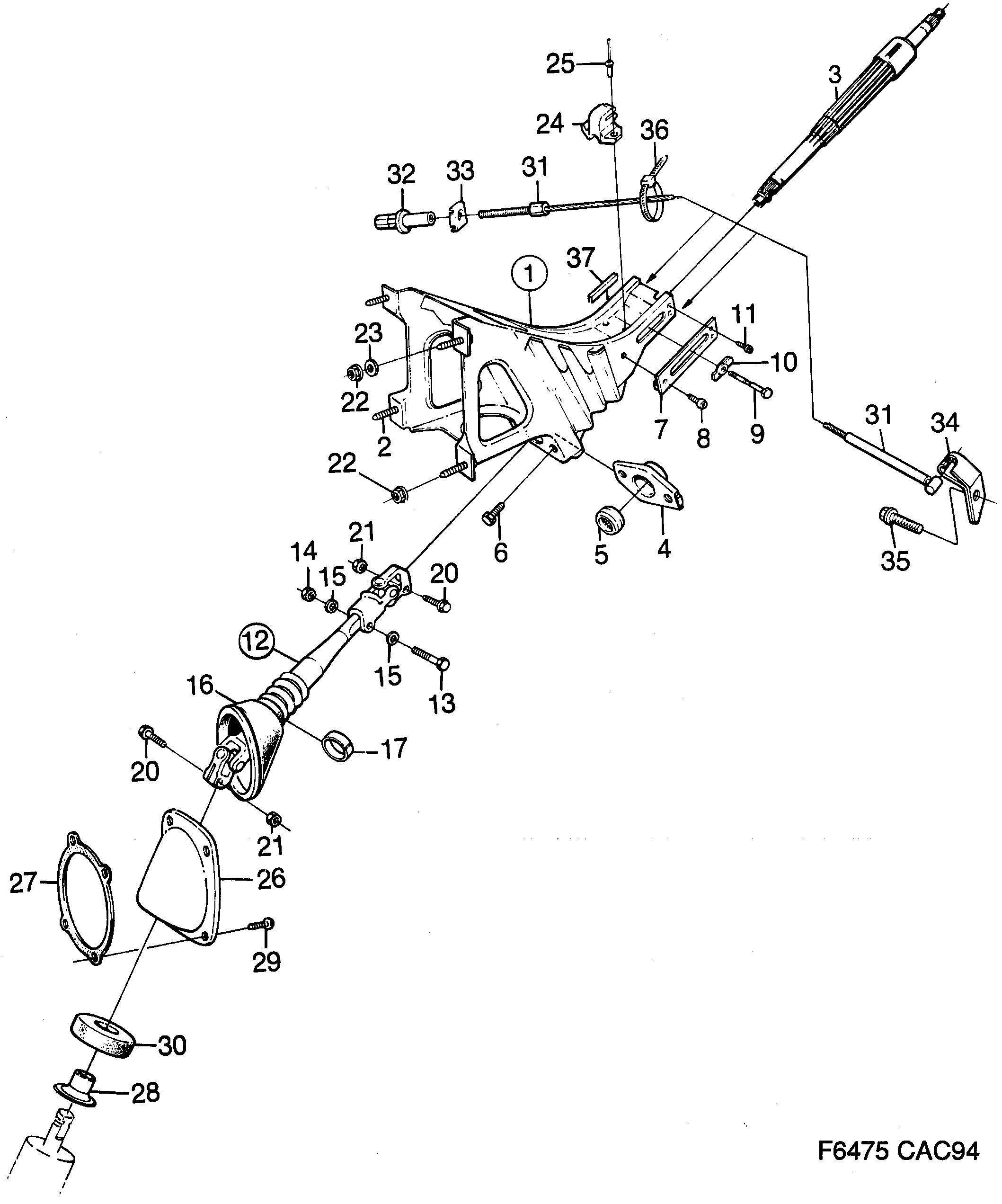 Schéma technique Saab 9000 1995 - Section 210 : Direction