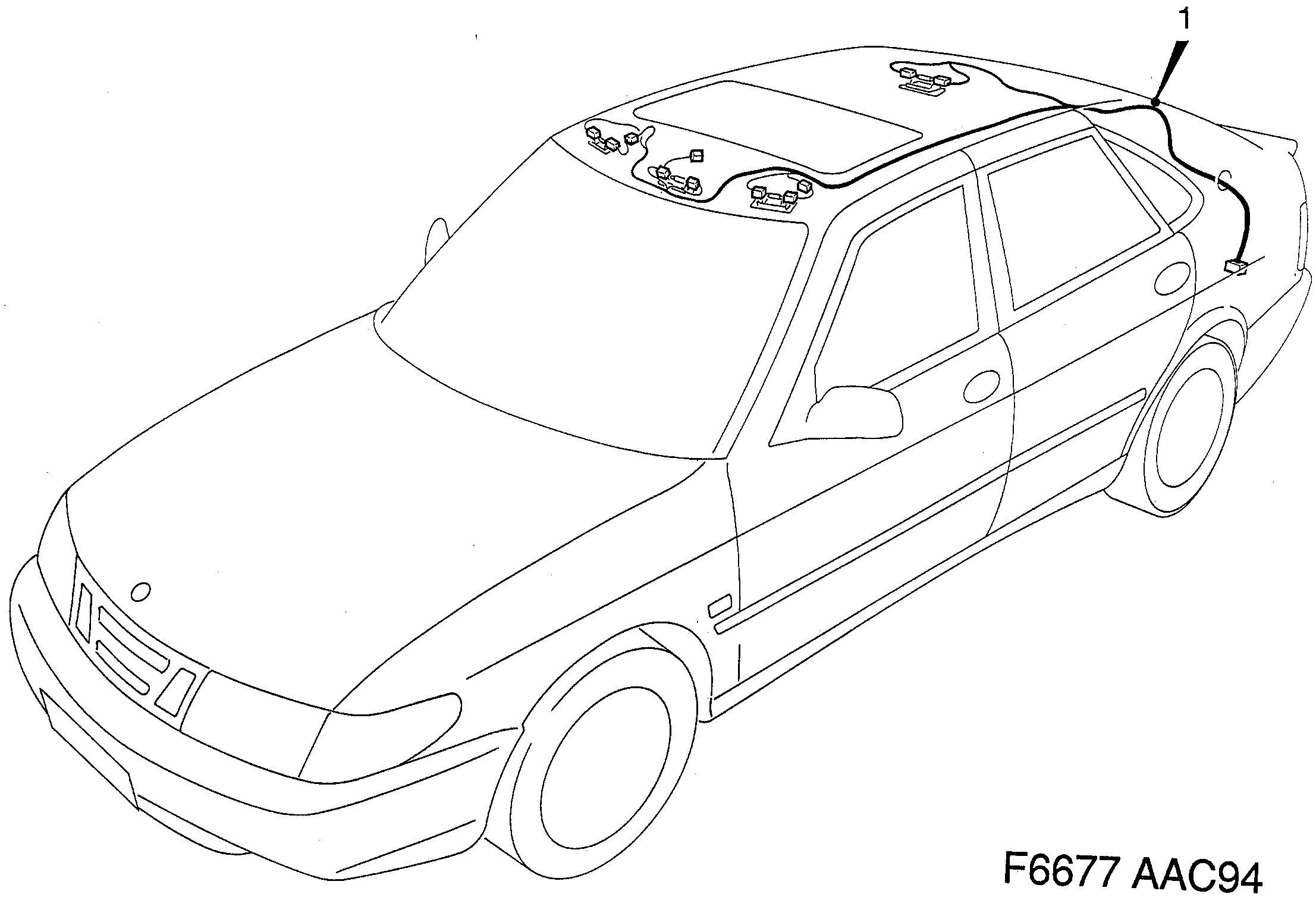 Schéma technique Saab 900 1995 - Section 1470 : Conduites et fusibles