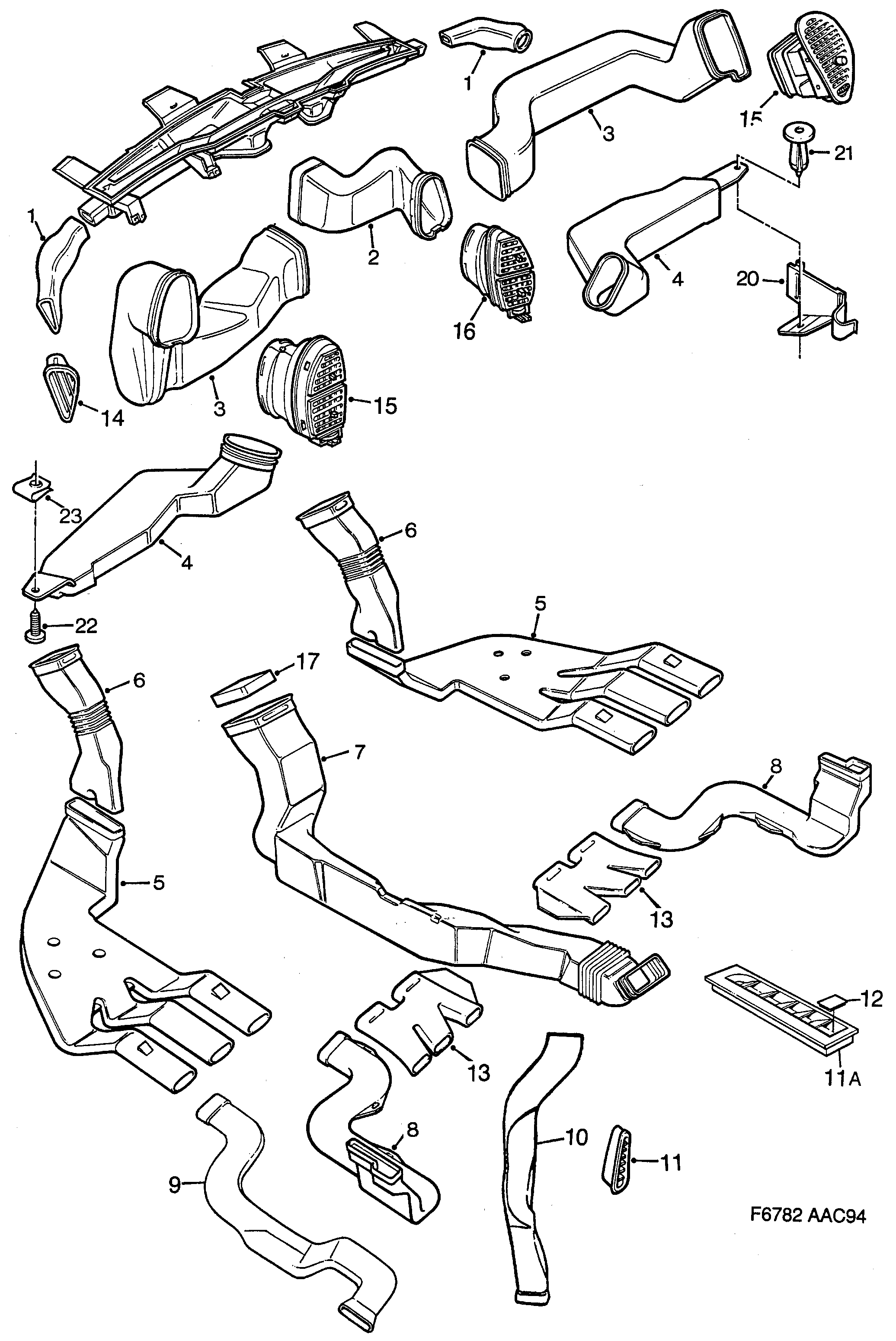 Schéma technique Saab 900 1994 - Section 270 : Chauffage et ventilation