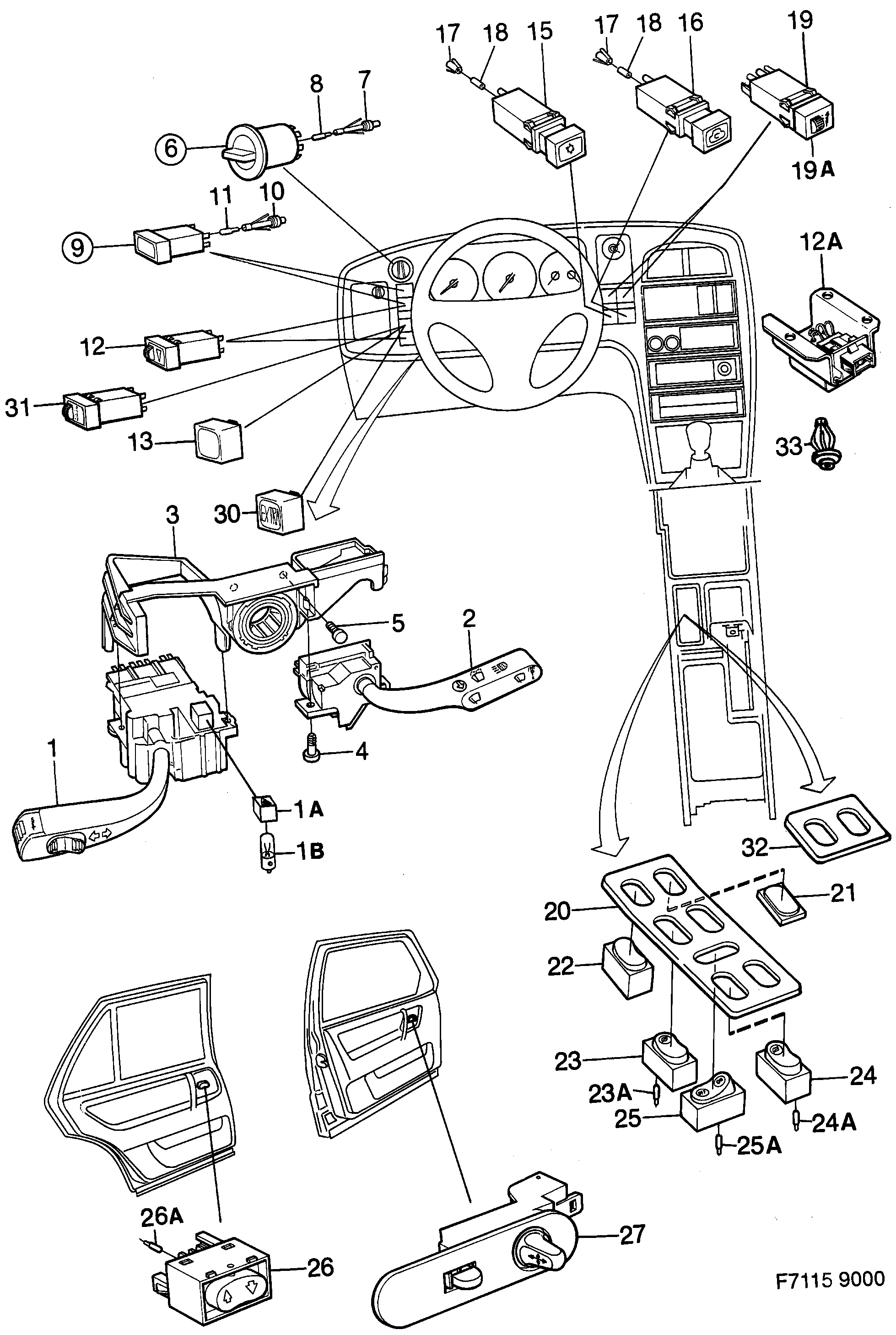 Schéma technique Saab 9000 1986 - Section 970 : Autre équipement électrique